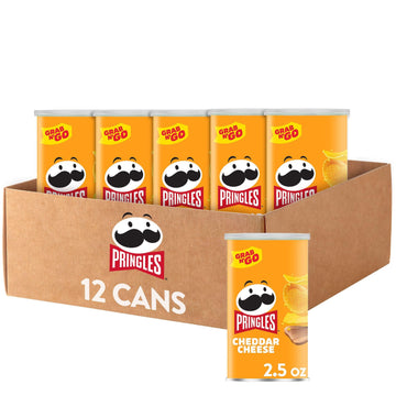 Pringles Potato Crisps Chips, Lunch Snacks, Office And Kids Snacks, Grab N' Go, Cheddar Cheese (12 Cans)