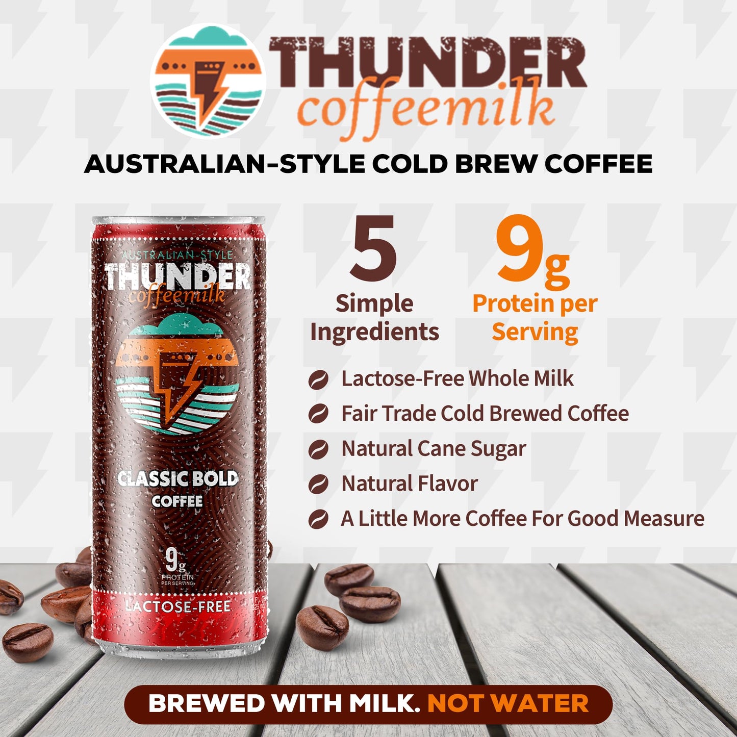 Thunder Coffeemilk Cold-Brewed Canned Coffee, 11 oz Latte, Convenient Grab & Go, 12 Pack