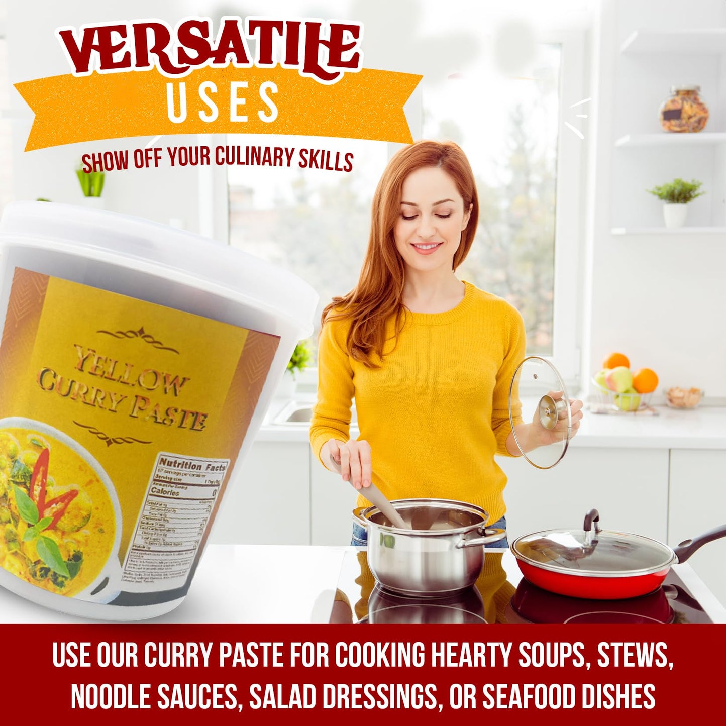 Fusion Select Yellow Curry Paste - Seasoning Spice Blend For Asian Food, Middle Eastern & Indian Cuisine - Dressing & Condiment