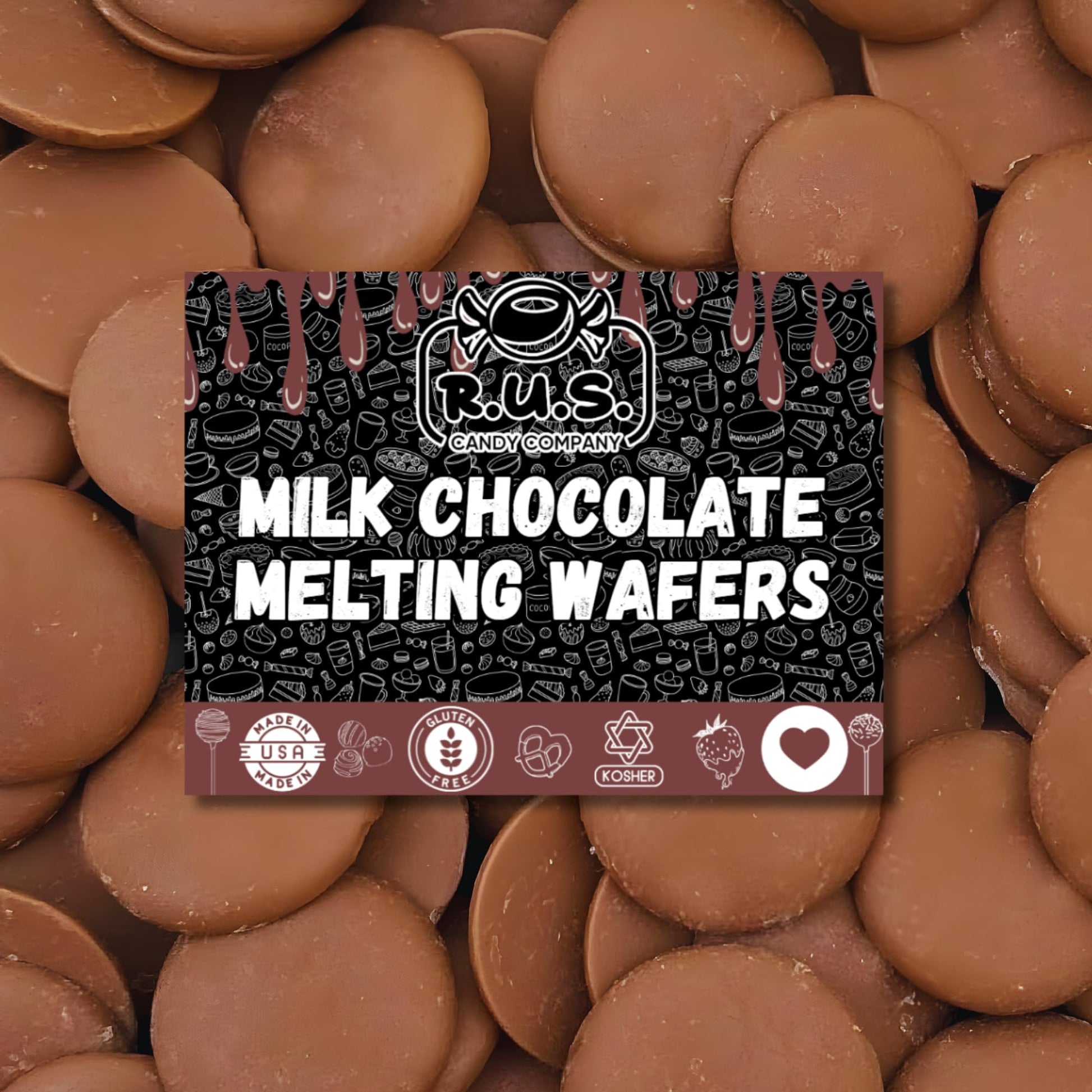 Milk Chocolate Melting Wafers 16Oz (1 Lb) By Rus Candy Company Perfect For Dipping  Coating  Baking  Molding & More