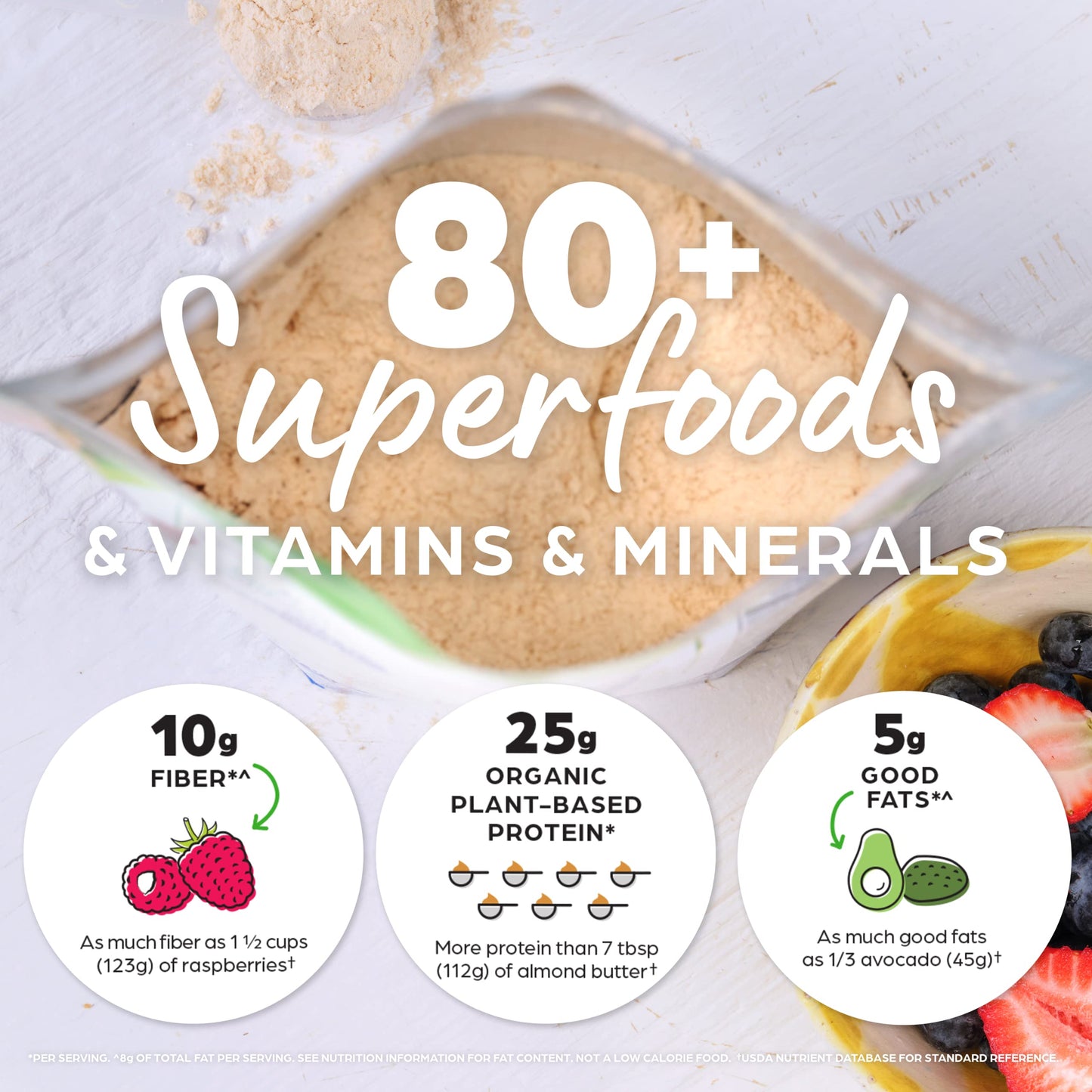 Orgain Vegan Meal Replacement Protein Powder, 25g Protein, 80+ Superfoods, 10g Fiber, 34.5 oz, Vanilla