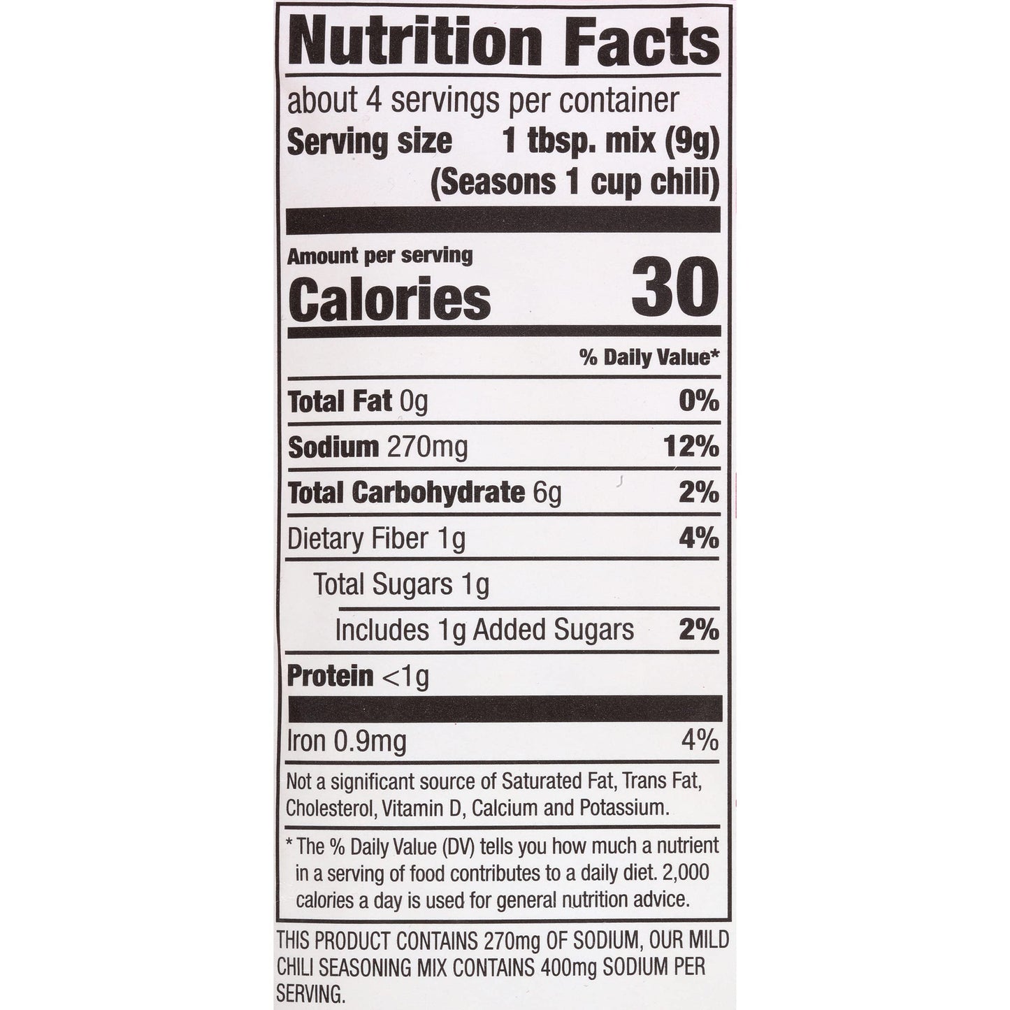 Mccormick Mild Chili, 30% Less Sodium, Seasoning Mix 1.25Oz Packets 5