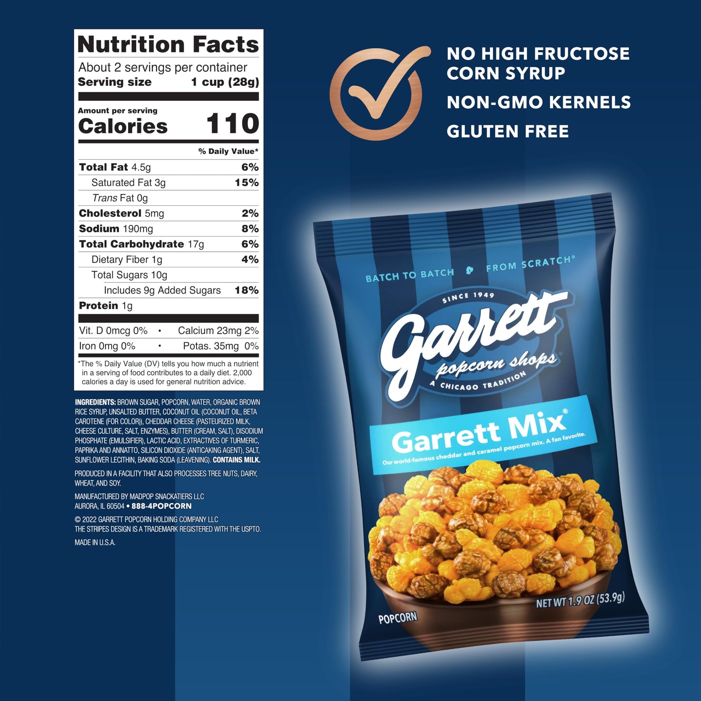 Garrett Popcorn Garrett Mix, Cheese & Caramel, Gluten Free, 1.9oz Pack of 24 Bags