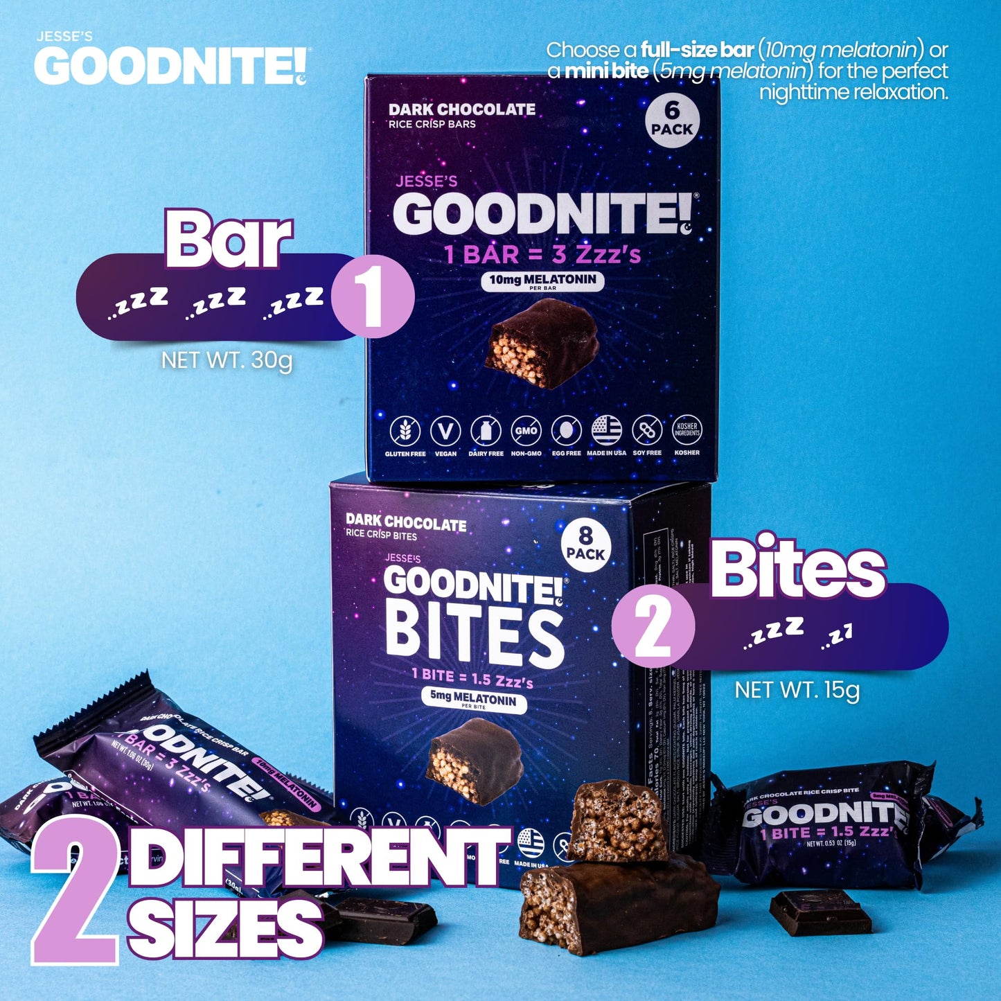 Goodnite! Sleep Bars – “The Lullaby Bar – Sleep Faster, Sleep Better” – Dark Chocolate Protein Sleep Snack With 10Mg Melatonin & L-Theanine – Vegan, Gluten-Free, Kosher – 6 Pack