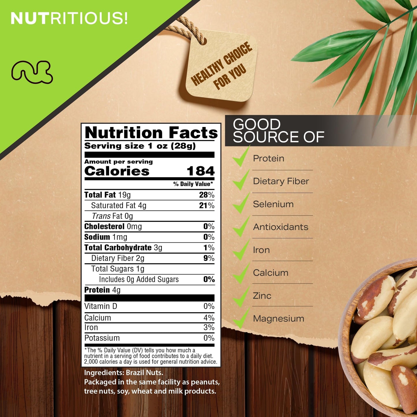 Nut Cravings - Raw Brazil Nuts, Unsalted, No Shell, Whole, (48Oz - 3 Lb) Bulk Nuts Packed Fresh In Resealable Bag - Kosher Healt
