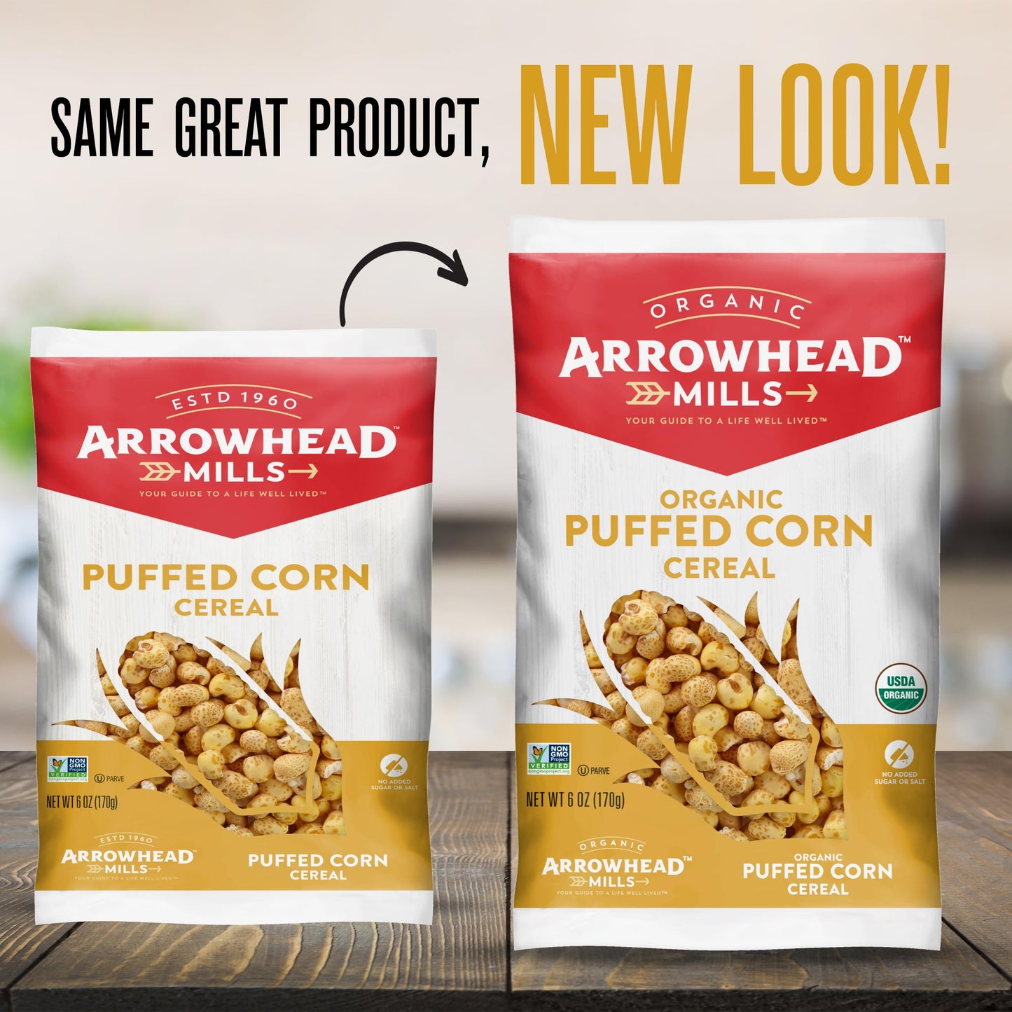 Arrowhead Mills Puffed Corn Cereal - 6 oz, Pack of 1, Crunchy Snack, Gluten-Free