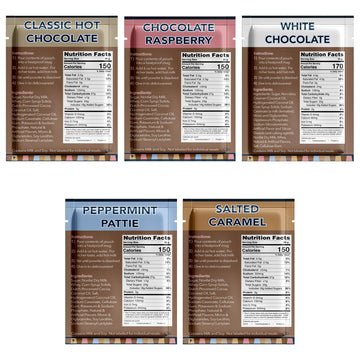Double Donut Coffee Flavored Hot Chocolate Packets Variety Pack  9 Count Includes Classic  Chocolate Raspberry  Salted Caramel  Peppermint  Eggnog & Gingerbread