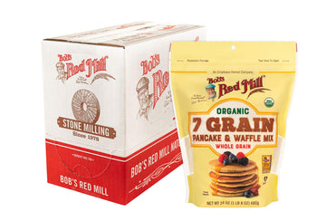 Bob'S Red Mill Organic 7 Grain Pancake & Waffle Mix, 24Oz (Pack Of 4) - Organic, Whole Grain, Kosher