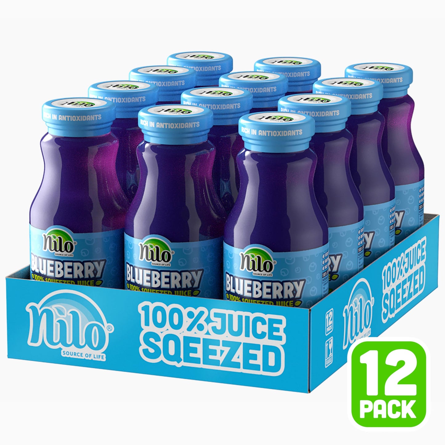 Nilo Blueberry Juice | 100% Squeezed Wild Blueberry Arandano | No Sugar Added | Non Gmo | Not From Concentrate | 8.45 Oz (Pack O
