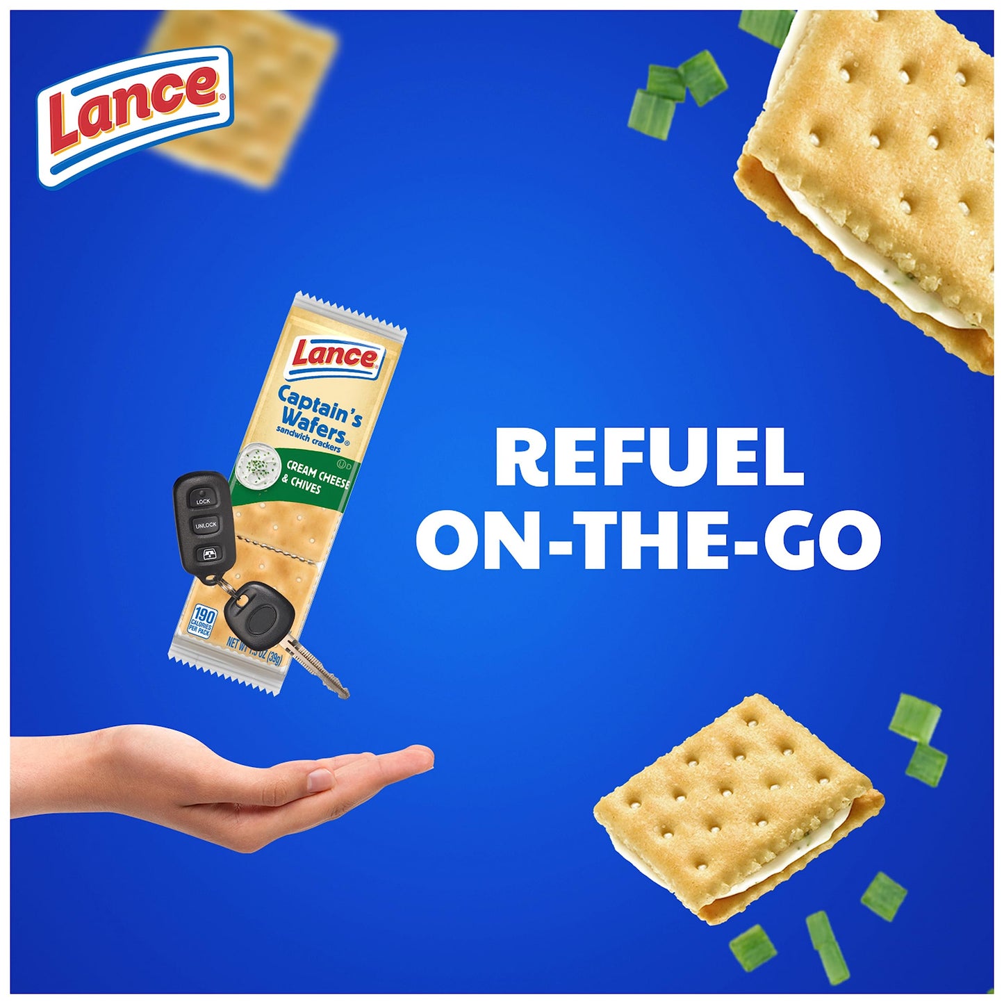 Lance Sandwich Crackers, Captains Wafers Cream Cheese and Chives, 20 Packs, 6 Sandwiches Each