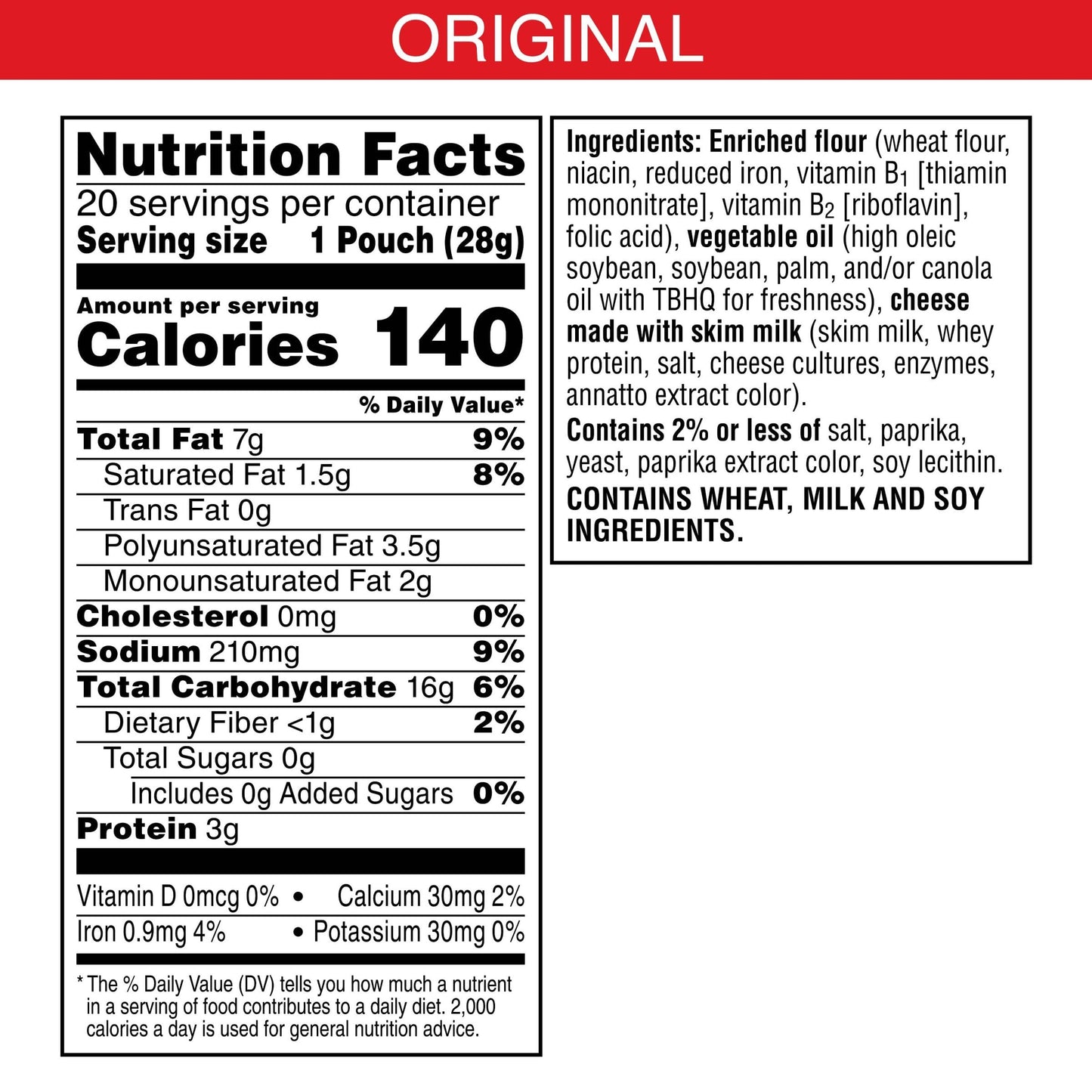 Cheez-It Cheese Crackers, Baked Snack Crackers, Lunch Snacks, Original, 20oz Box (20 Packs)