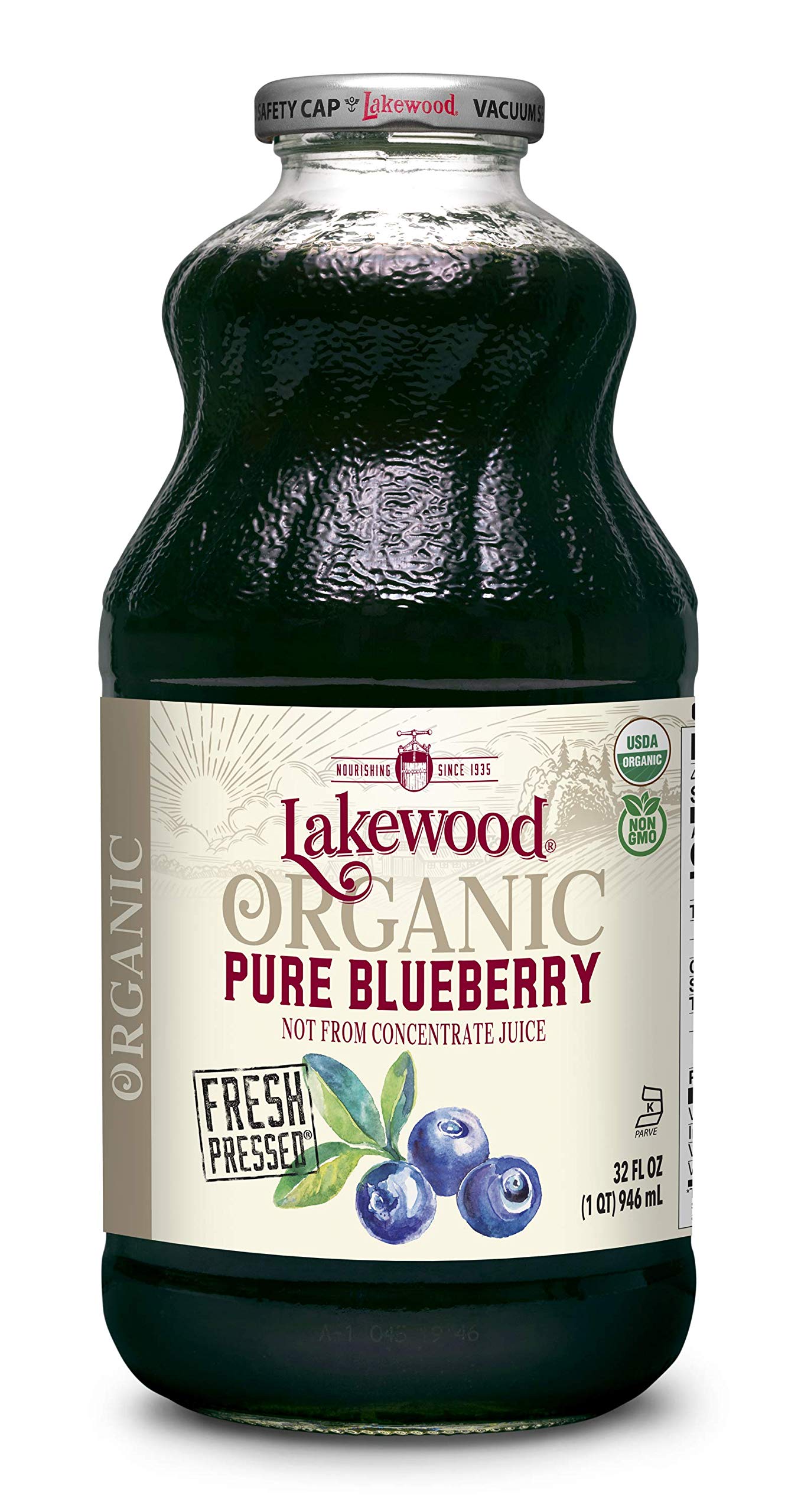 Lakewood Organic Pure Blueberry Juice, 32 Fl Oz (Pack Of 6)