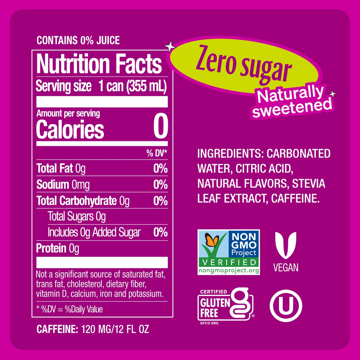 Zevia Zero Sugar Energy Drink, Raspberry Lime, 12 oz Cans (12-Pack), Non-GMO, Gluten-Free, Vegan