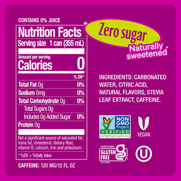 Zevia Zero Sugar Energy Drink, Raspberry Lime, 12 oz Cans (12-Pack), Non-GMO, Gluten-Free, Vegan