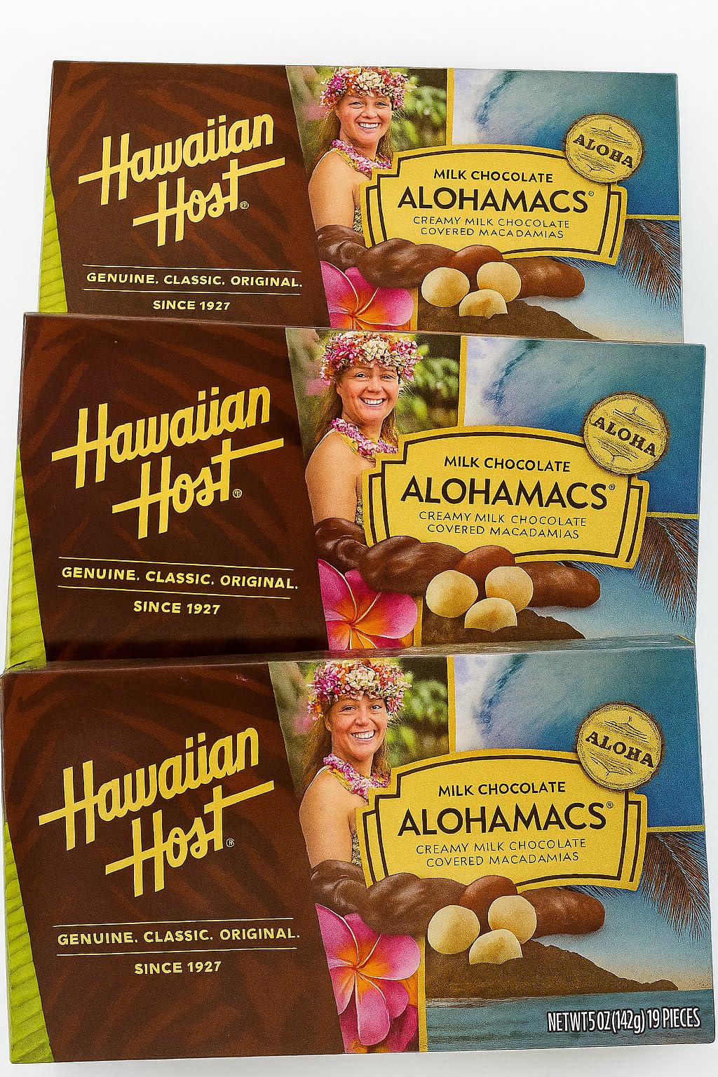 Hawaiian Host Alohamacs Milk Chocolate The Oriflavor Blendal Chocolate Covered Macadamia Nut  3 Pack 15Oz