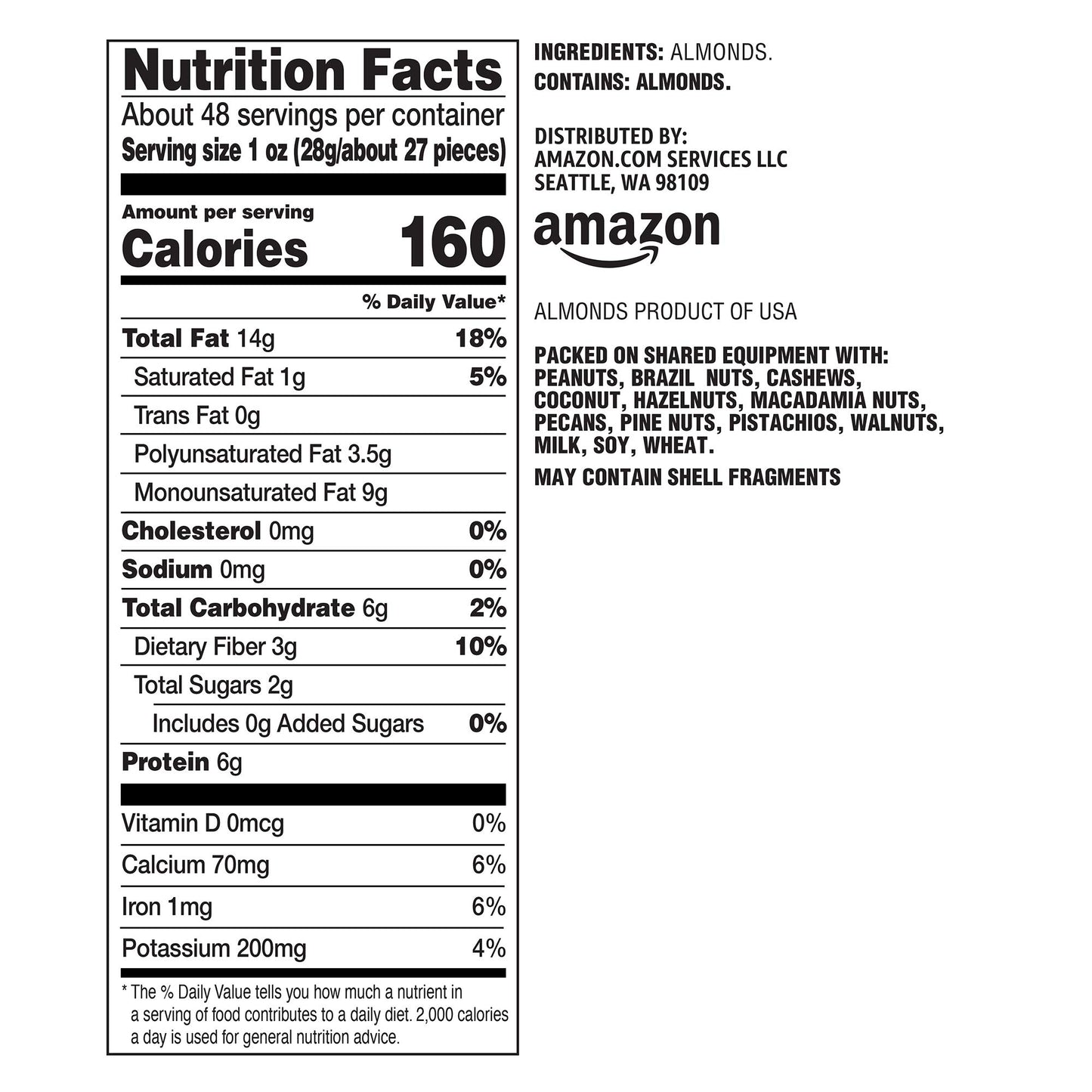large online retailer Brand - Happy Belly Whole Raw Almonds  48 ounce (Pack of 1)