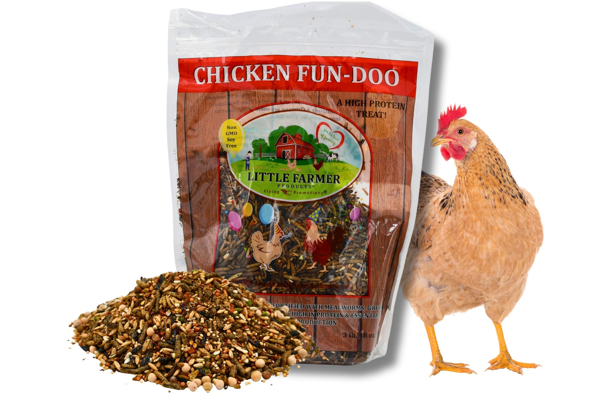 LITTLE FARMER PRODUCTS Chicken Fun-DOO Non-GMO, Soy-Free Chicken Treat | enhanced Poultry Meal Worm, Vegetable & Herb Mix (3 lbs)
