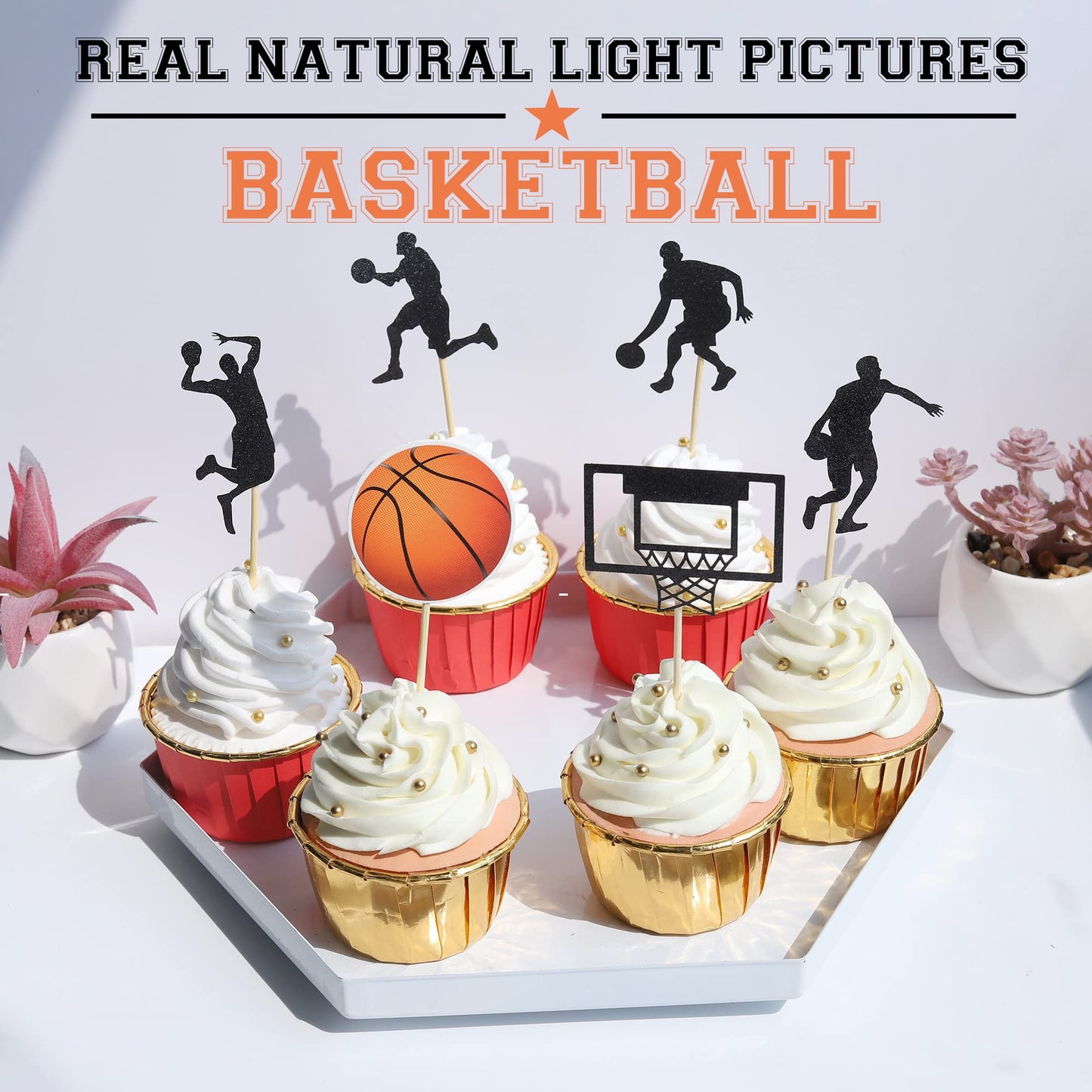 24 Pcs Basketball Cupcake Toppers Nba Star Sports Fan Basketball Backboard Cupcake Picks Baby Shower Basketball Players Sports T