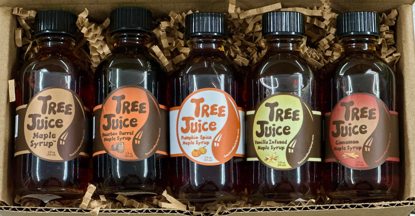 Tree Juice Maple Syrup Gift Box | Gift For Birthdays, Corporate, Holidays, And More | 5-2 Ounce Bottles