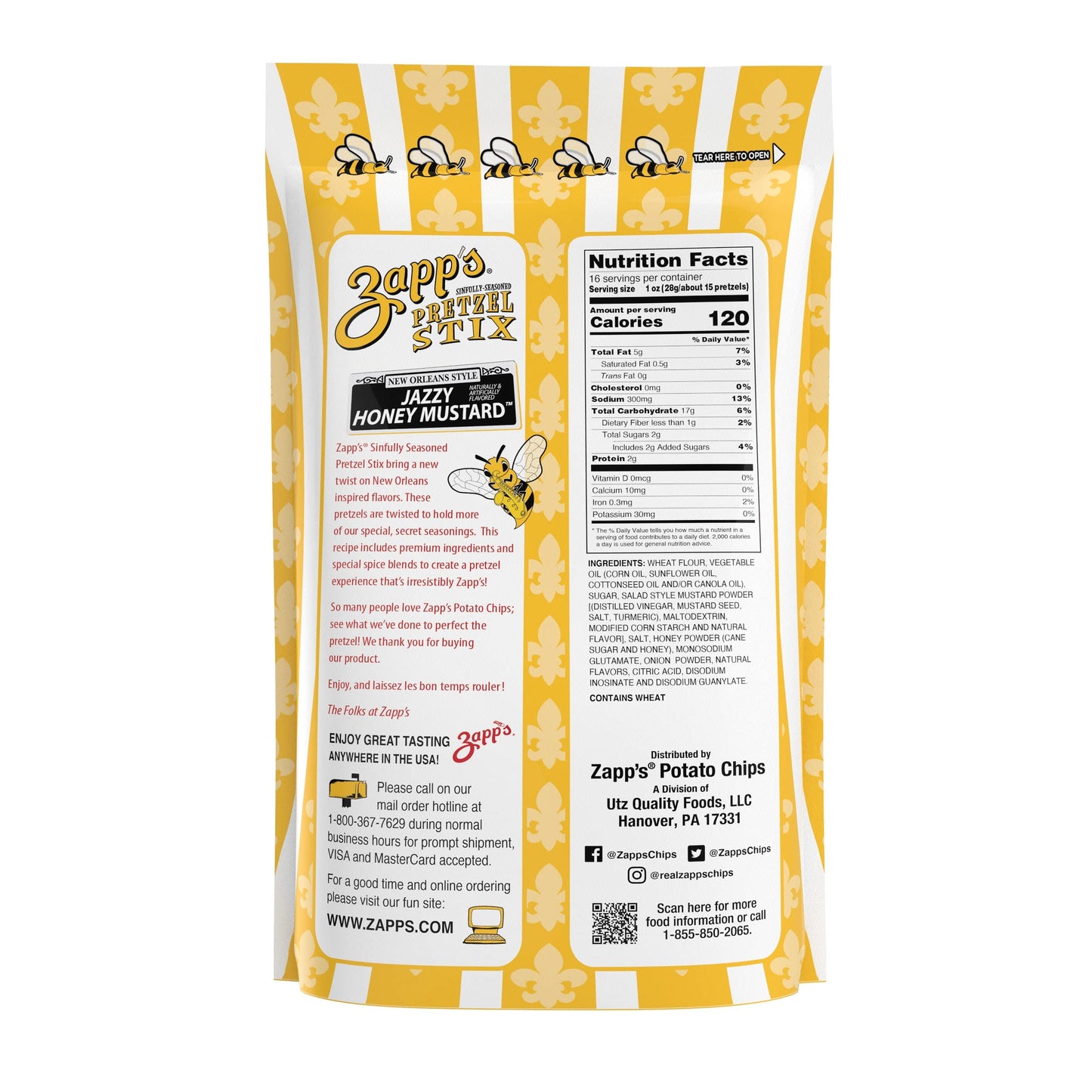 Zapp'S Seasoned Pretzel Stix, 16Oz. Pouch Variety Pack (Pack Of 4), Voodoo & Jazzy Honey Mustard Flavors