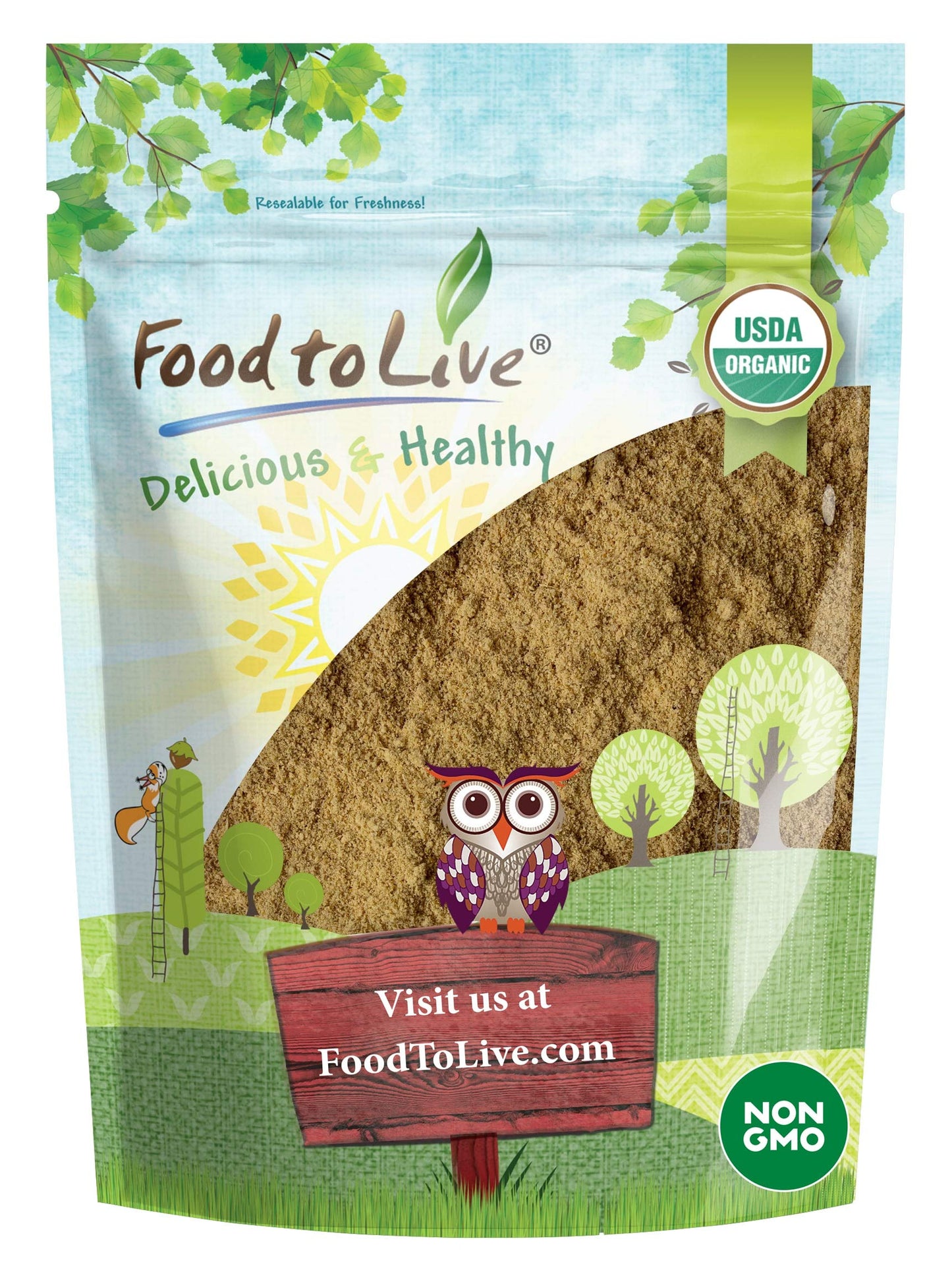Food to Live - Organic Ginger Root Powder, 8 Ounces Non-GMO, Kosher, Bulk, Raw Ground Ginger Root, Flour, Sirtfood