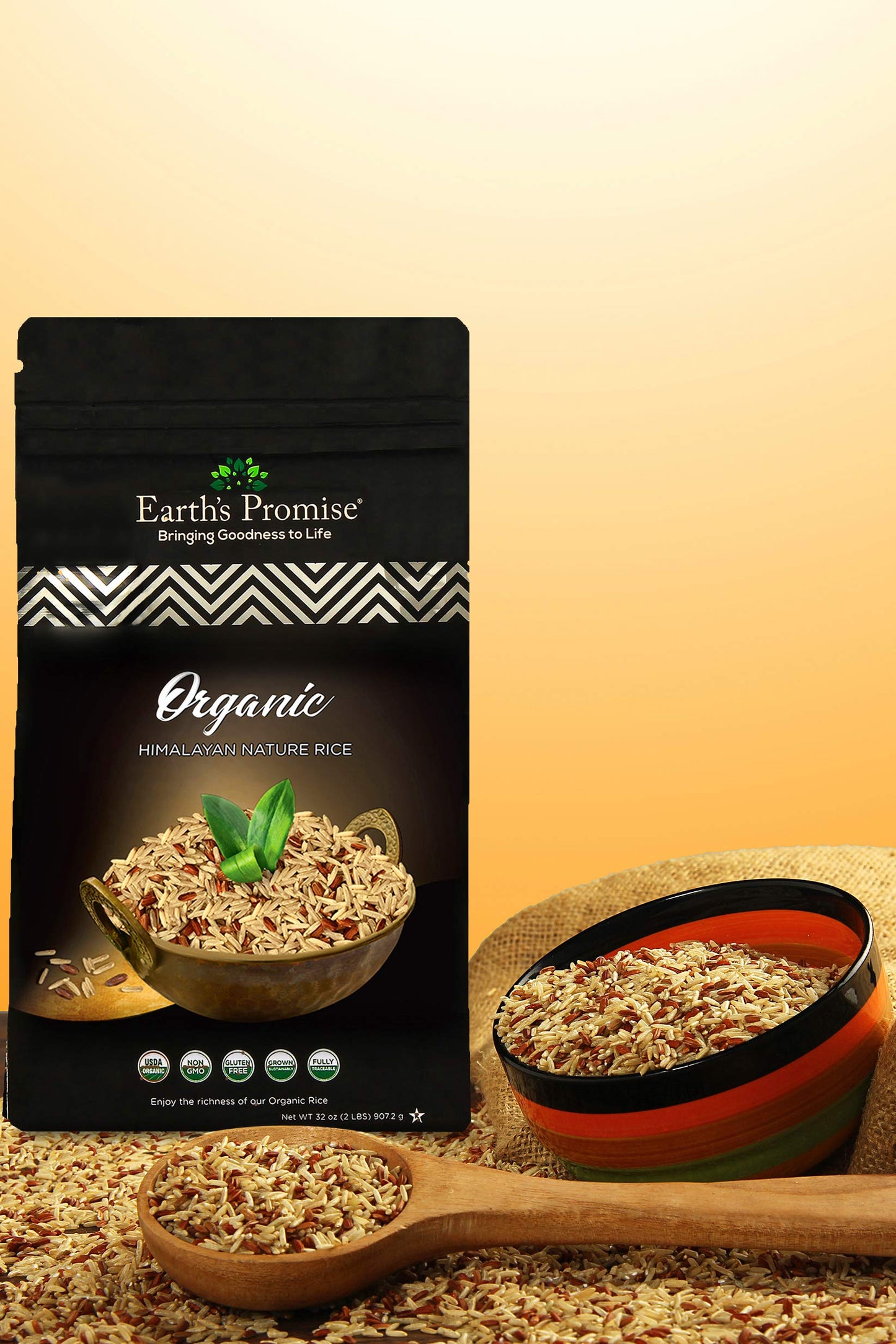 Earths Promise - Organic Red Rice & Brown Rice 32 oz (1-Pack) - Organic, Non-GMO, Low-Glycemic Index, Gluten Free, Allergen Fre