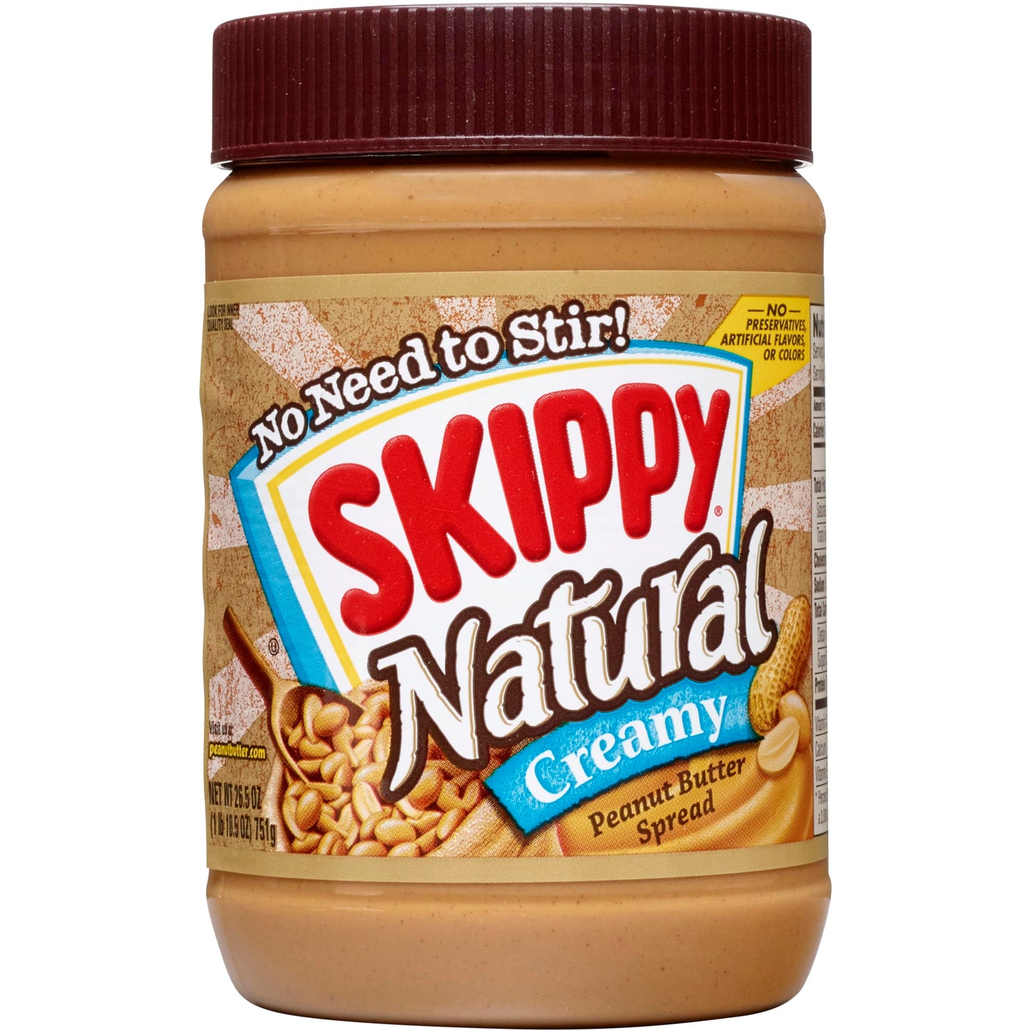 Skippy Natural Peanut Butter  Creamy  26.5 oz