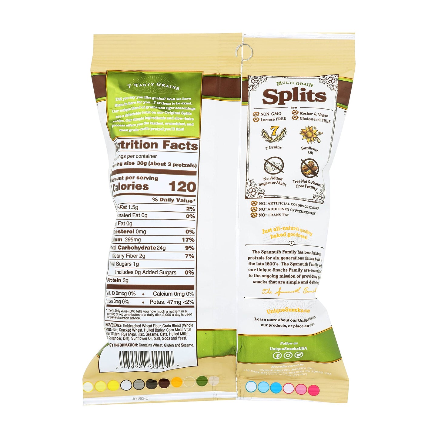 Unique Snacks Multi-Grain Splits Pretzel, Delicious Homestyle Baked Snack Bags, Vegan, OU Kosher, and Non-GMO Food, No Artificia