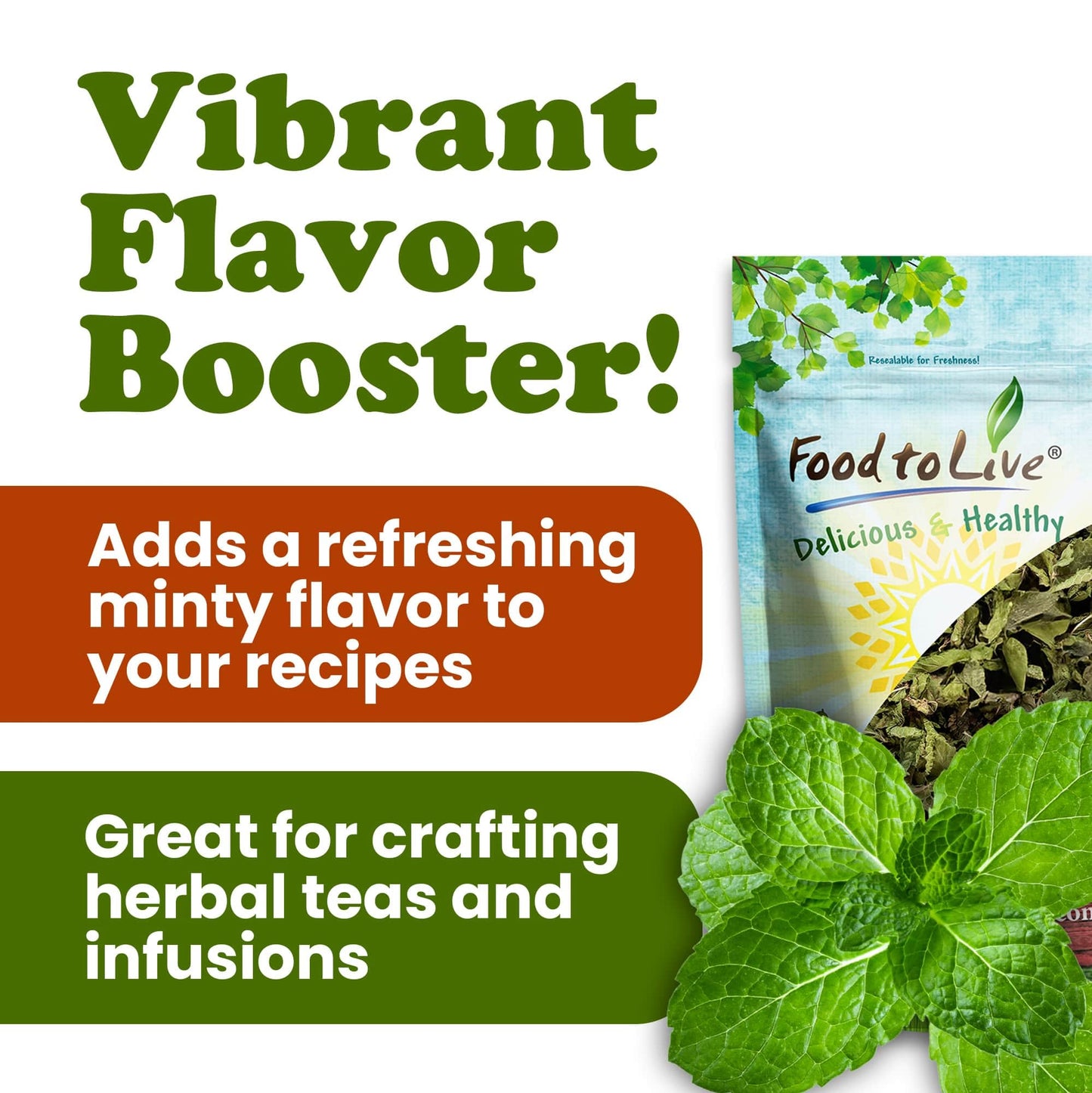 Food to Live Organic Peppermint Leaves, 3 Pounds, Dried & Sifted, Non-GMO, Caffeine-free, Kosher