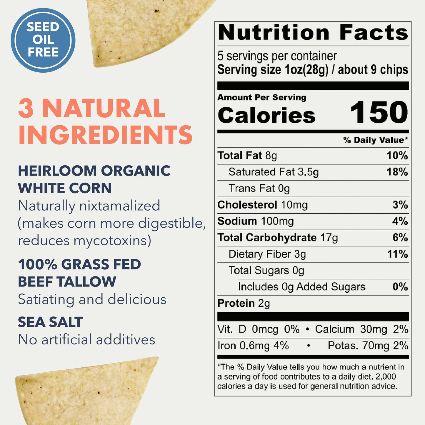 Ancient Crunch MASA Tortilla Chips Snack Pack - Organic, Gluten & Dairy Free, Seed Oil Free, 5oz Each (Pack of 2)