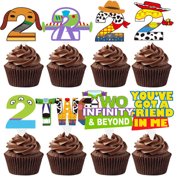 Two Infinity And Beyond Birthday Decorations 40Ps Two Infinity And Beyond Birthday Cupcake Toppers For Boys Girls 2Nd Birthday C