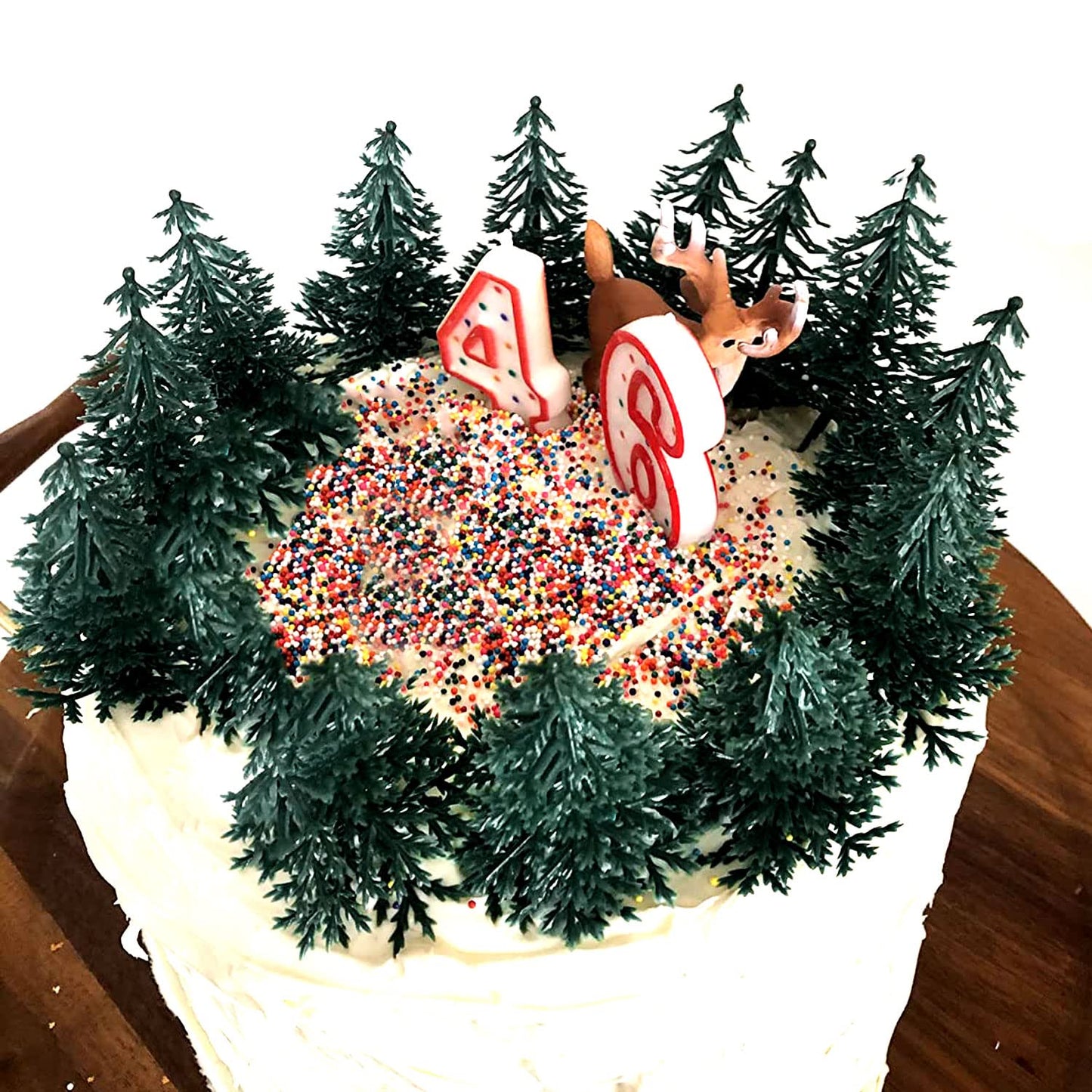 Honbay 20PCS Plastic Evergreen Tree Cupcake Toppers Tree Cake Decorations Cake Decorating Pick for Christmas Party Favor