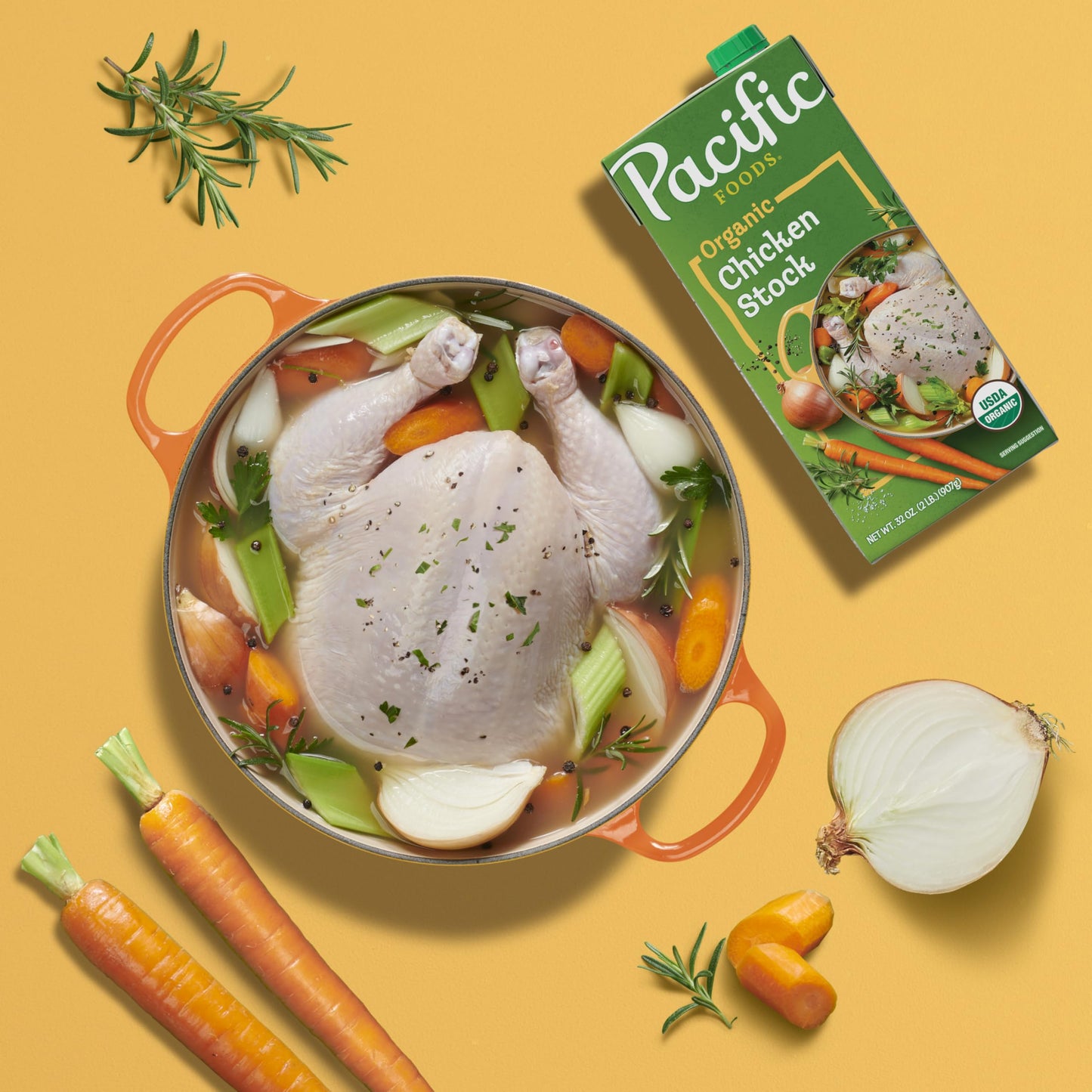 Pacific Foods Organic Chicken Stock, 32 oz Carton (Pack of 6)