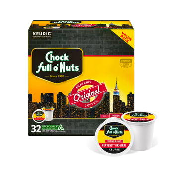 Chock full oNuts Original Coffee, Compatible with Keurig K-Cup Pods (1 Pack of 32 Single-Serve Cups)