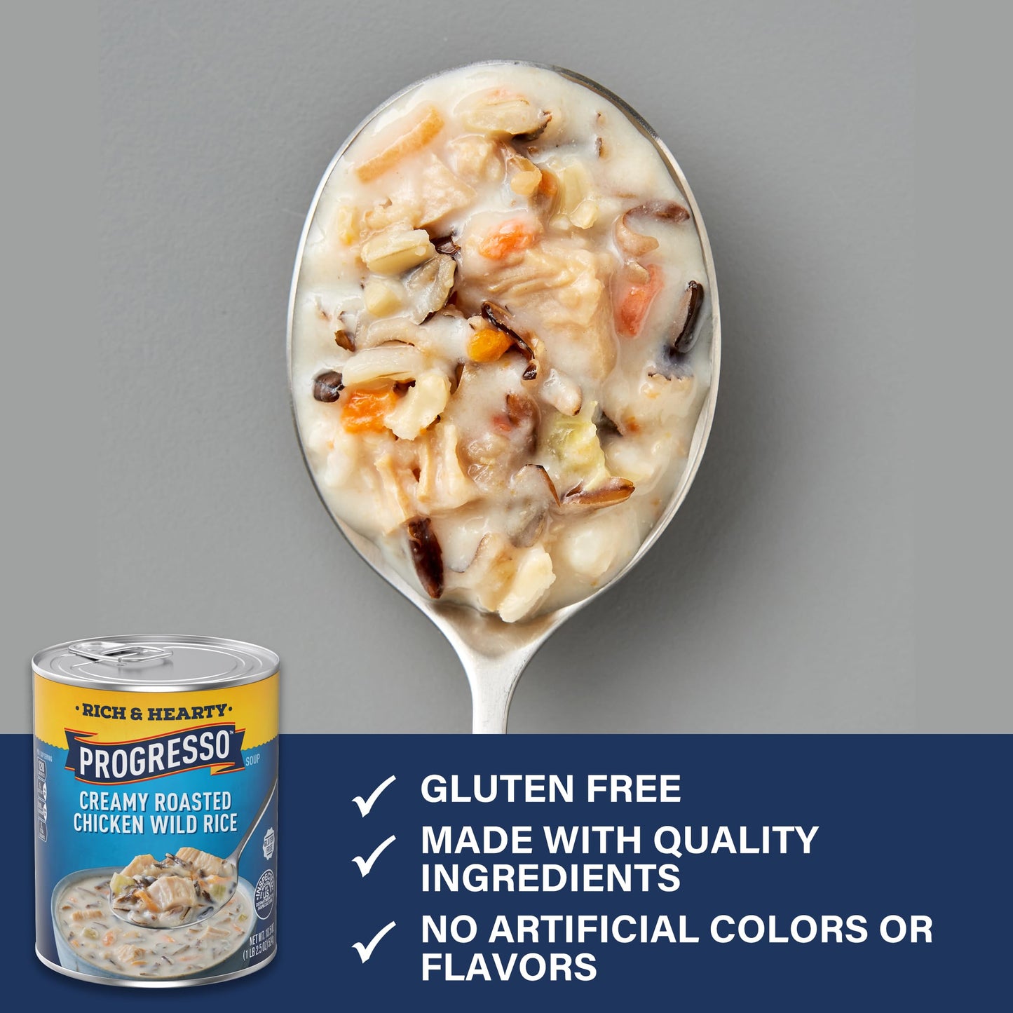 Progresso Rich & Hearty, Creamy Roasted Chicken Wild Rice Canned Soup, Gluten Free, 18.5 Oz. (Pack Of 12)