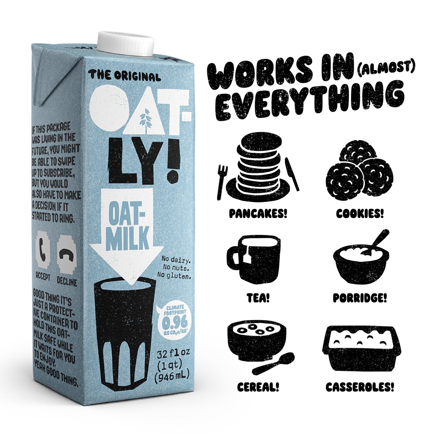 Oatly Original Oatmilk - Shelf-Stable  Creamy  Dairy-Free  Plant-Based Milk for Cereal  Smoothies  Baking & More (32 oz  12-pack)