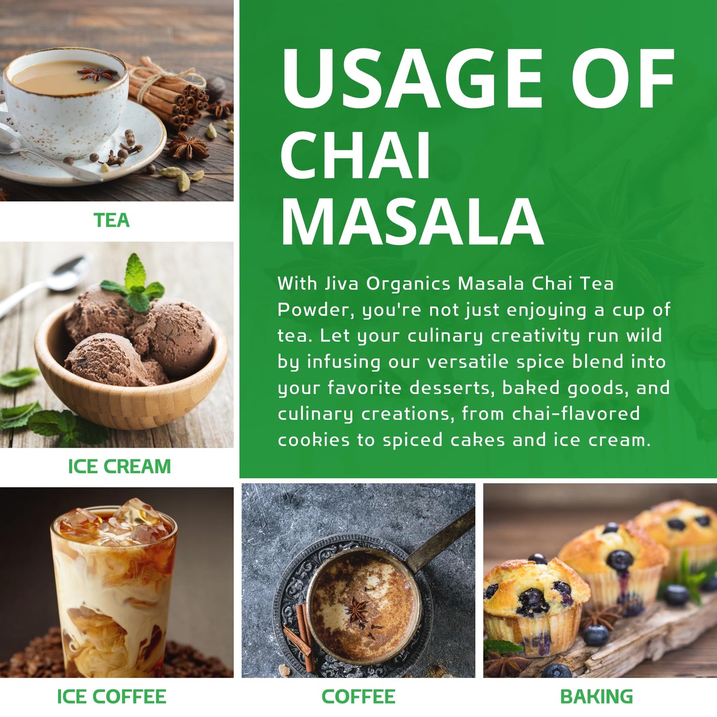 Jiva Organic Traditional Masala Chai Tea Powder Spice Blend 3.5 Ounce - Made With All Organic Spices - Easy Indian Tea Preparati