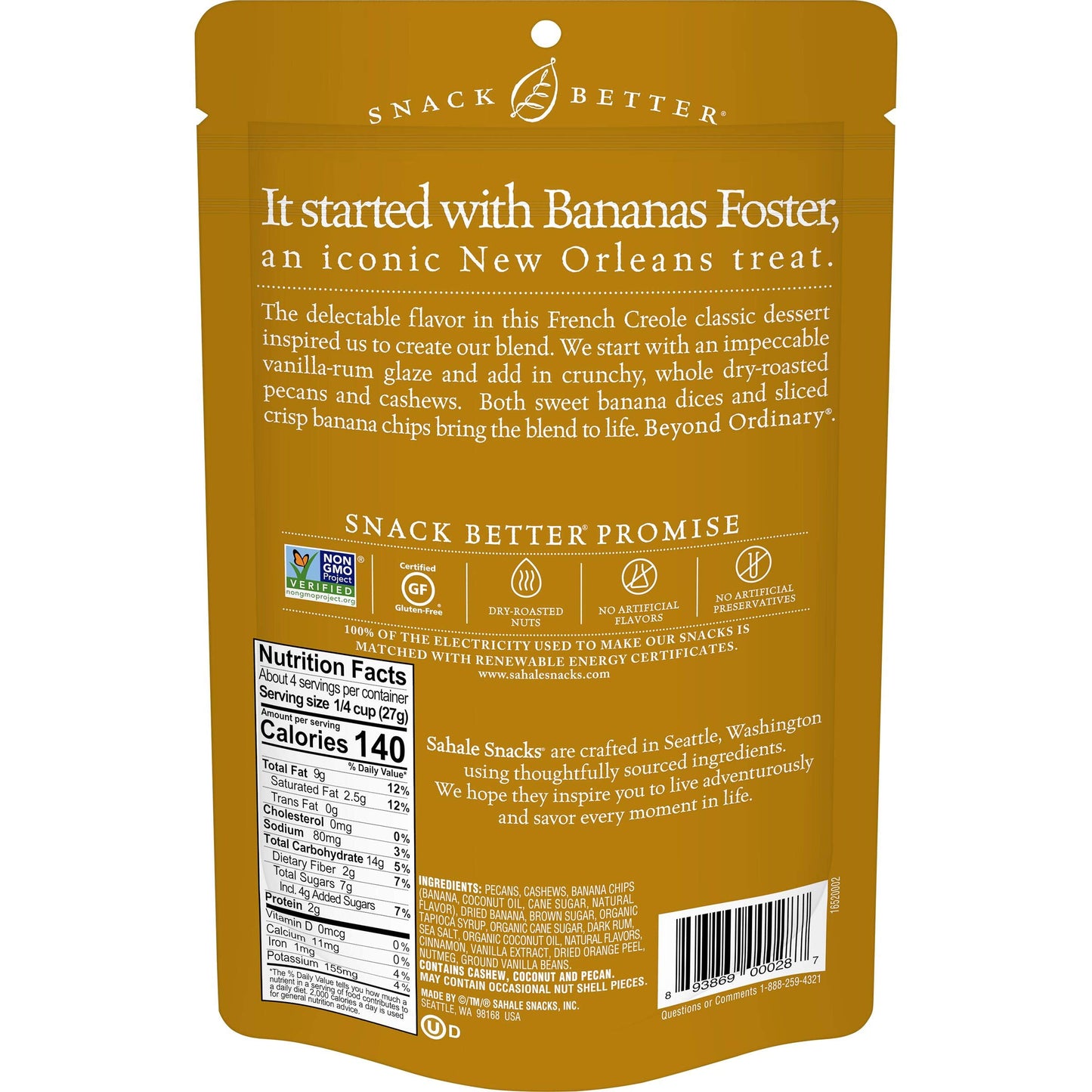 Sahale Snacks Glazed Mix, Banana Rum Pecans, 24 Ounce