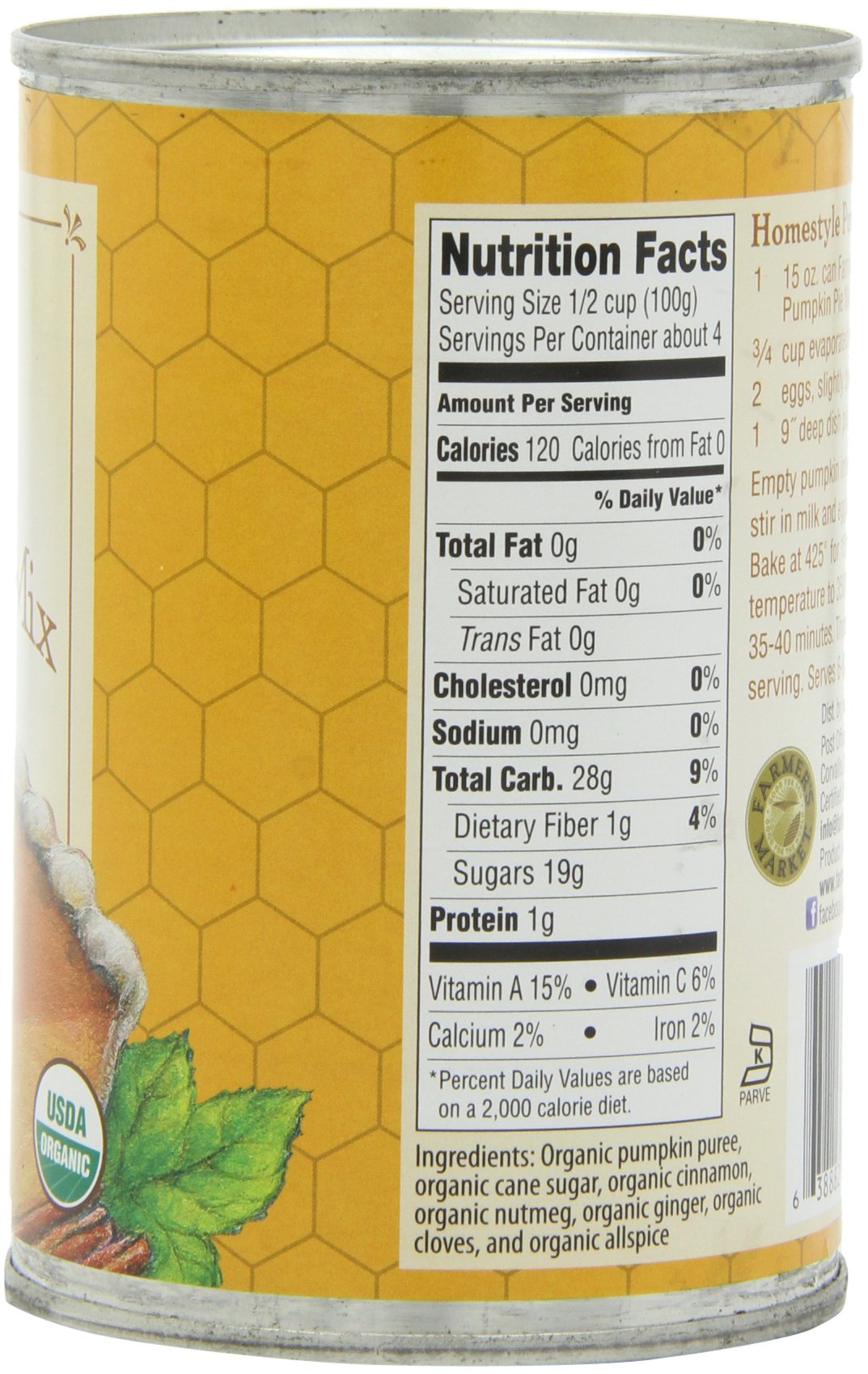 Farmers Market Foods, Organic Canned Pumpkin Pie Mix, 15 oz