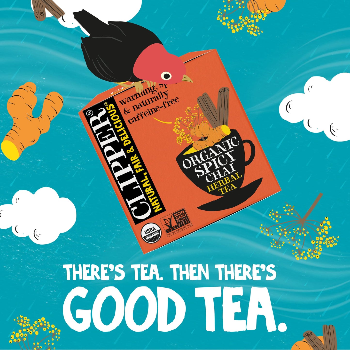 Clipper Tea Spicy Chai Herbal Tea – Caffeine Free, Usda Organic, Great Hot Or Iced – Warming, Spicy, Natural, Fair & Delicious – 200 Tea Bags