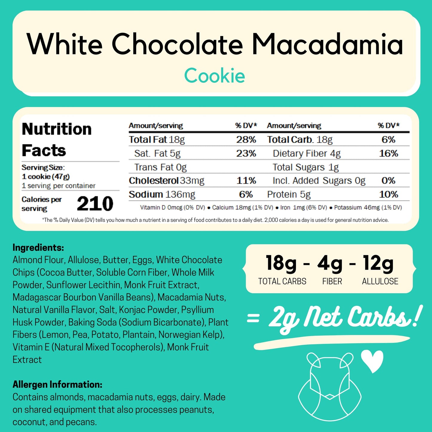 ChipMonk Keto Cookies - Low Carb, Gluten-Free, 6 Count - White Chocolate Macadamia