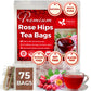 FRESHDRINKUS Premium Rosehip Tea Bags, 100% Natural Herbal Tea, 75 Bags, No Sugar, Caffeine-Free, Vegan