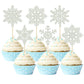 Gyufise 36 Pack Snowflake Cupcake Toppers Silver Glitter Winter Frozen Theme Cupcake Picks Baby Shower Kids Birthday Party Chris
