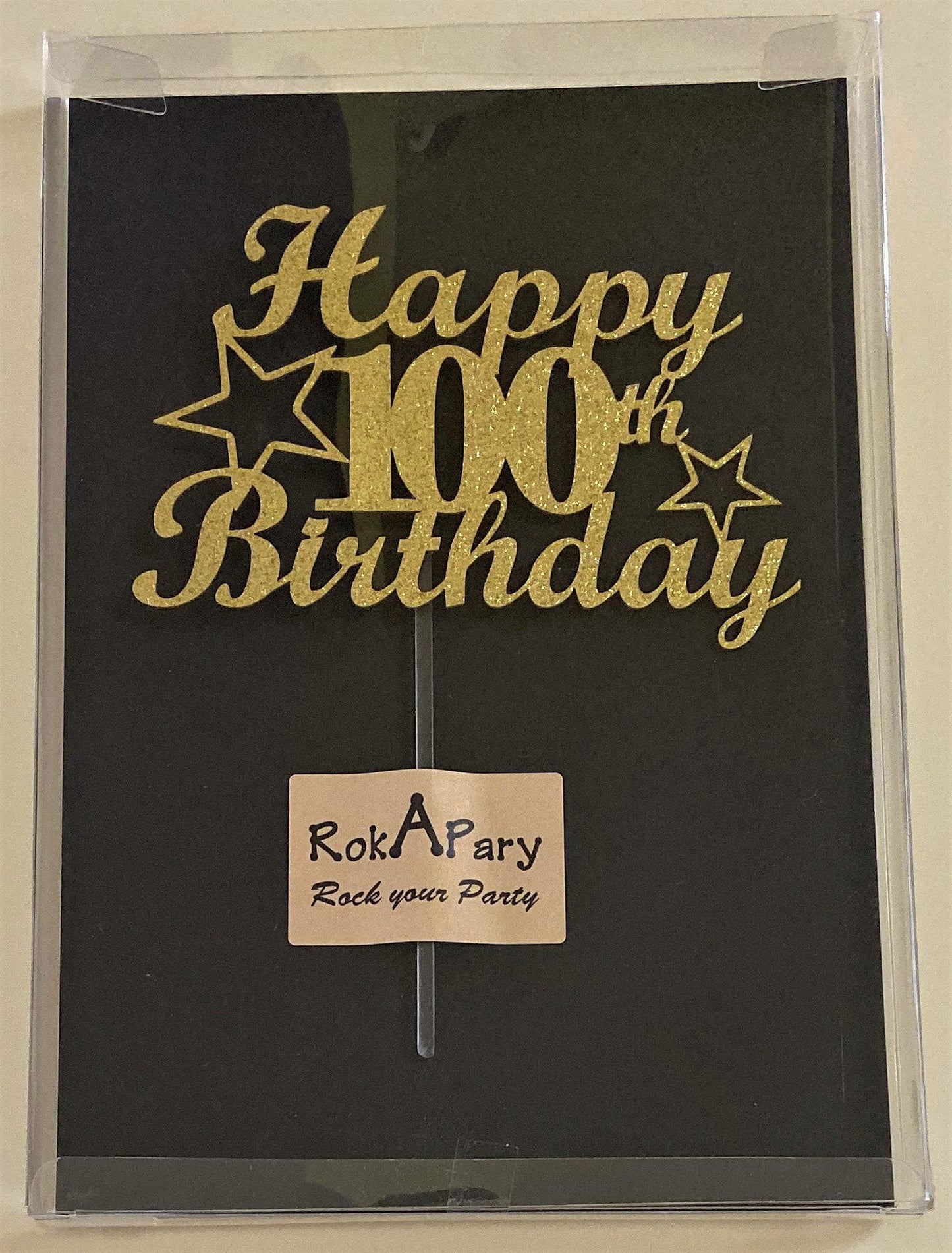 100 Birthday Cake Topper Gold Glitter, Party Decoration Ideas, Premium Quality, Sturdy Doubled Sided Glitter, Acrylic Stick. Mad