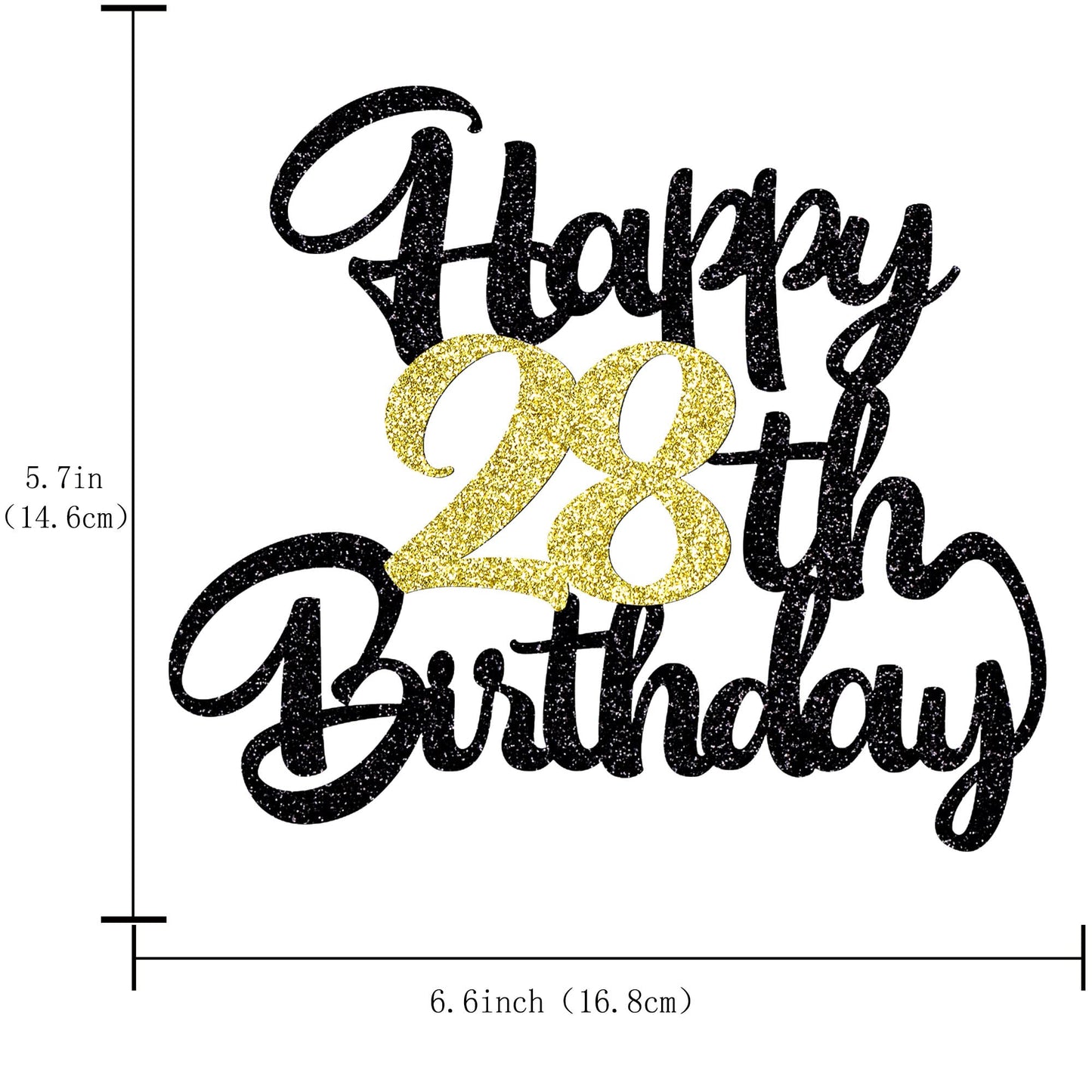 Klionjor 28Th Birthday Cake Topper - Happy Birthday Decoration For 28Th Birthday Party - Gift Plugin