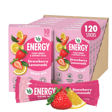 V8 Energy Strawberry Lemonade Energy Drink Powder  .10 oz Packet (120 Count)