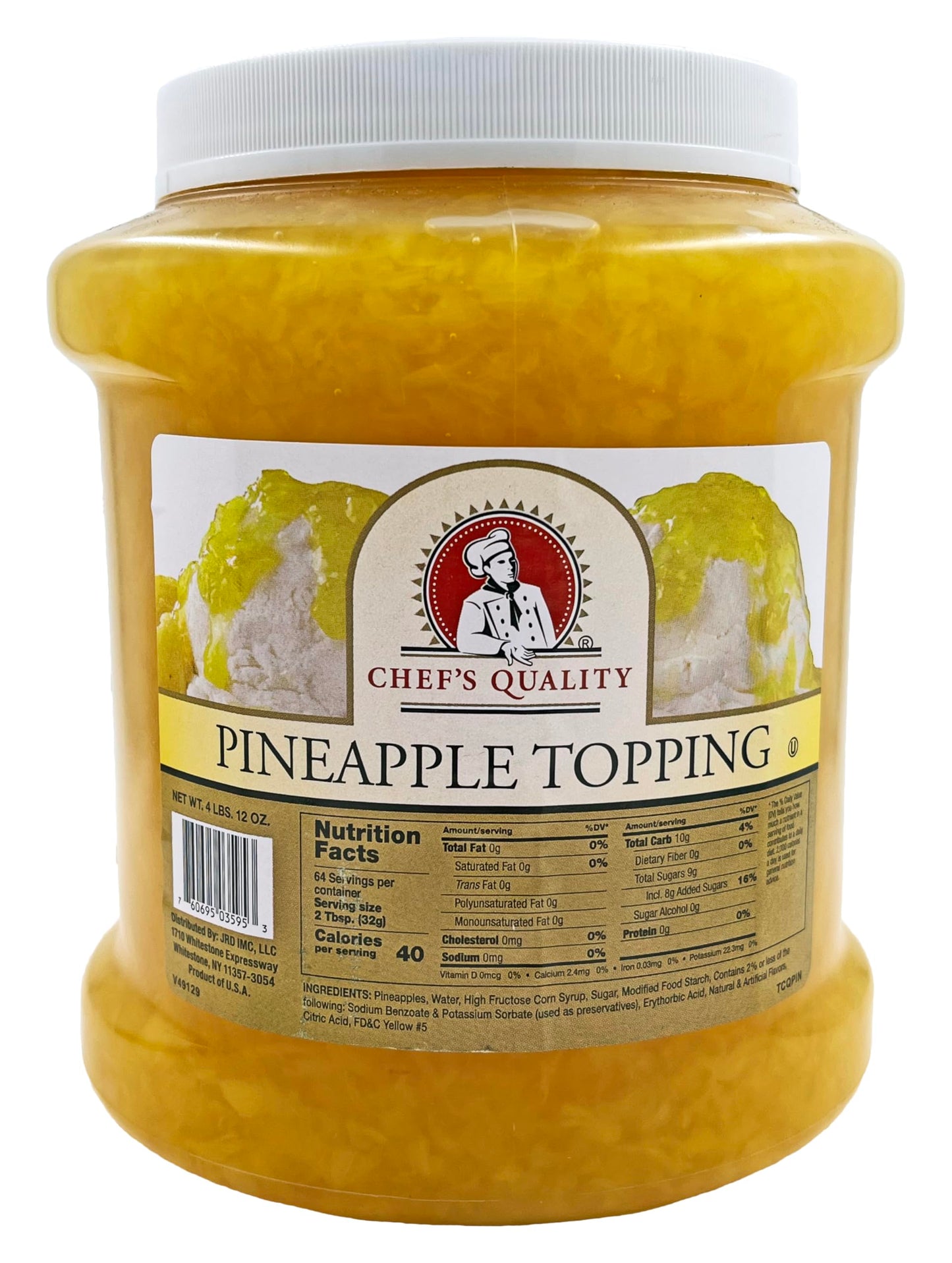 Chefs Quality Pineapple Ice Cream Topping 5 Pounds, Yellow, 1 Count