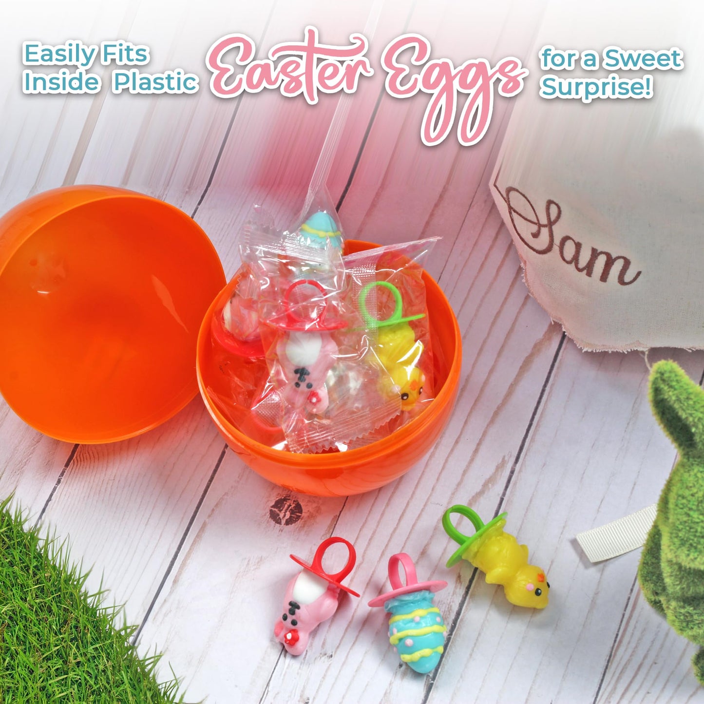 Easter Candy 3D Ring Pops - 18 Individually Wrapped Suckers Bulk Variety Pack - Candy For Easter Baskets - Egg Hunts