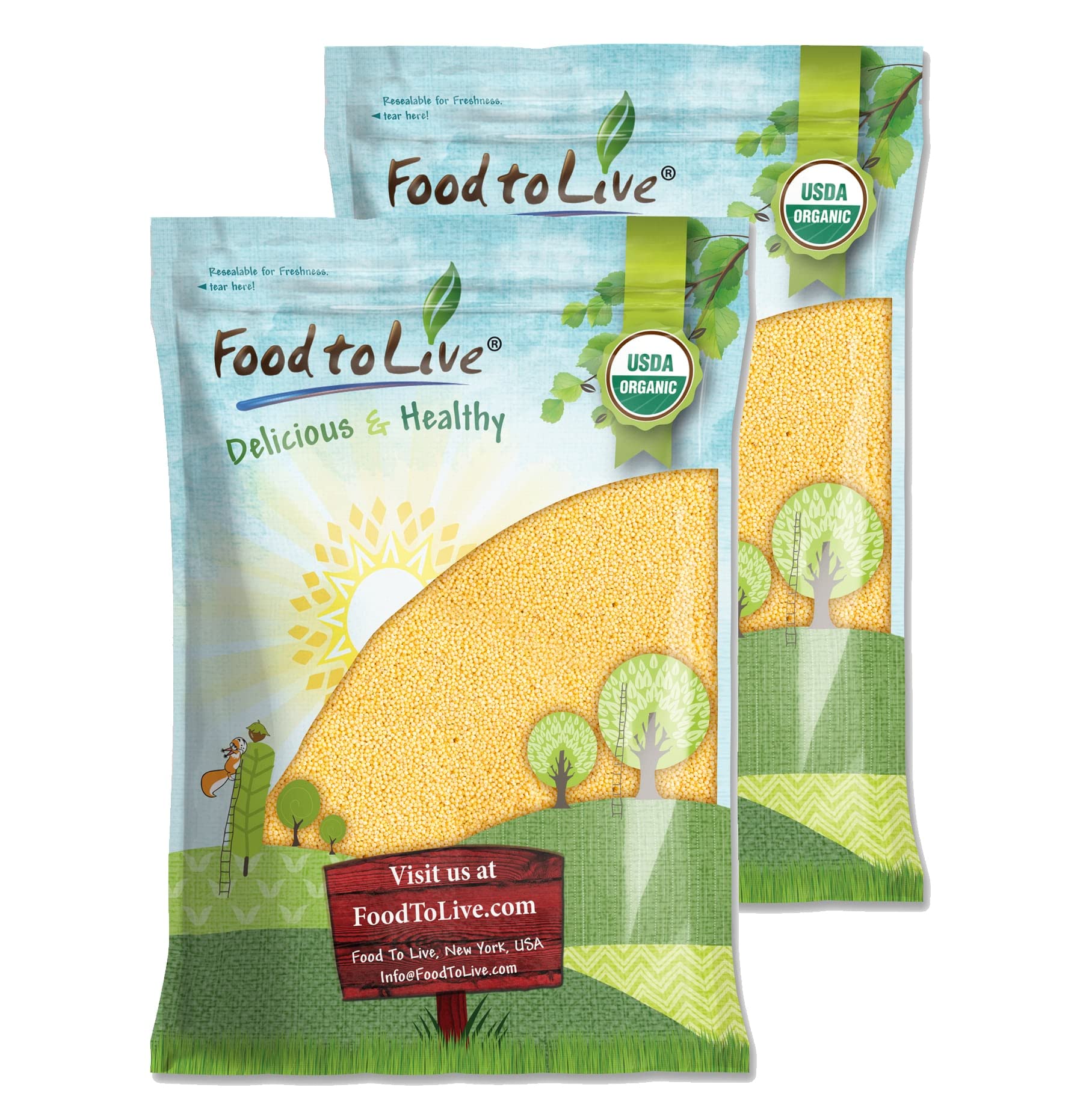 Food to Live Organic Hulled Millet - Non-GMO, Whole Grain Seeds, 20 lb, Bulk, Kosher, Raw, Product of the USA