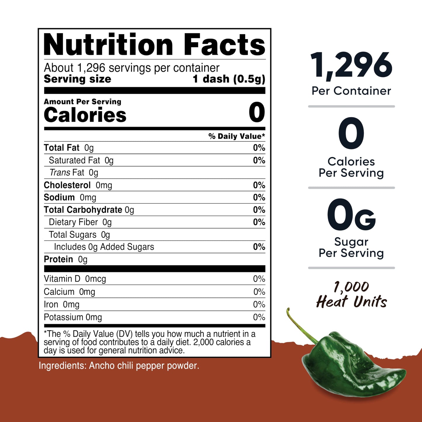 Nutricost Pantry Ancho Chili Pepper (1.5 Lb) 1000 Heat Units - Vegan, Gluten-Free, Powder